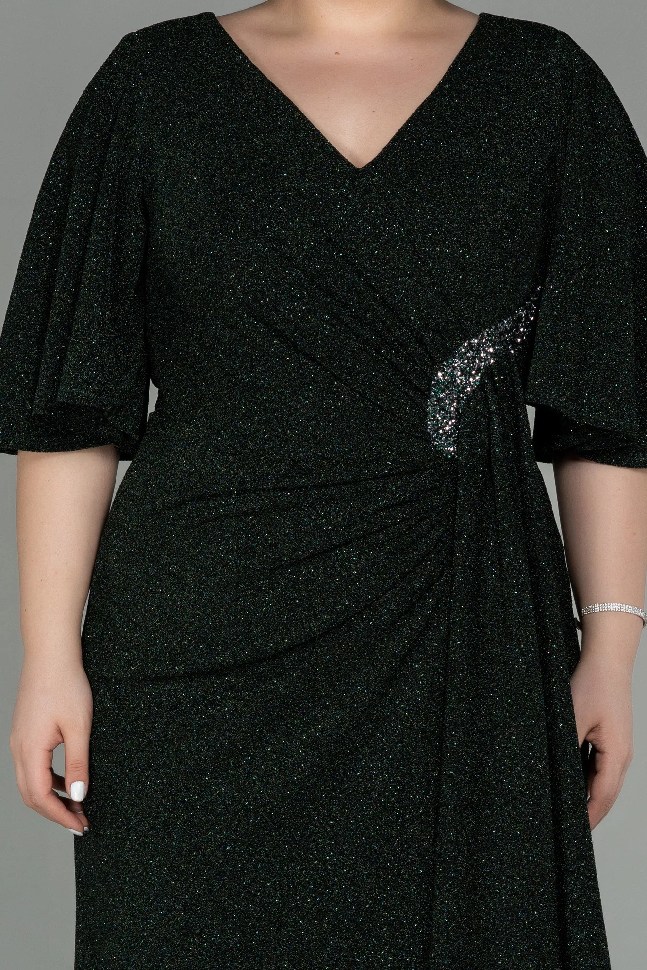 Emerald Green-Midi Oversized Evening Dress ABK1625