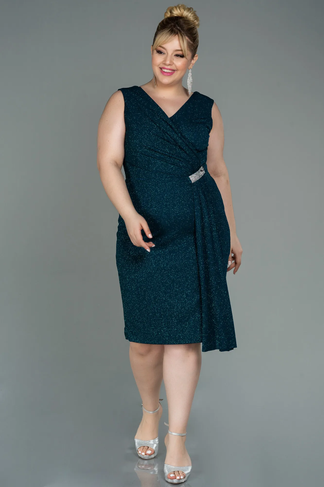 Emerald Green-Midi Oversized Evening Dress ABK1752