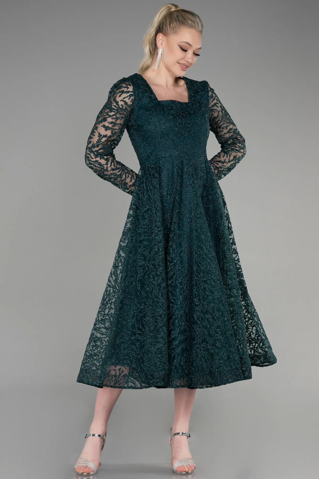 Emerald Green-Midi Party Dress ABK1969