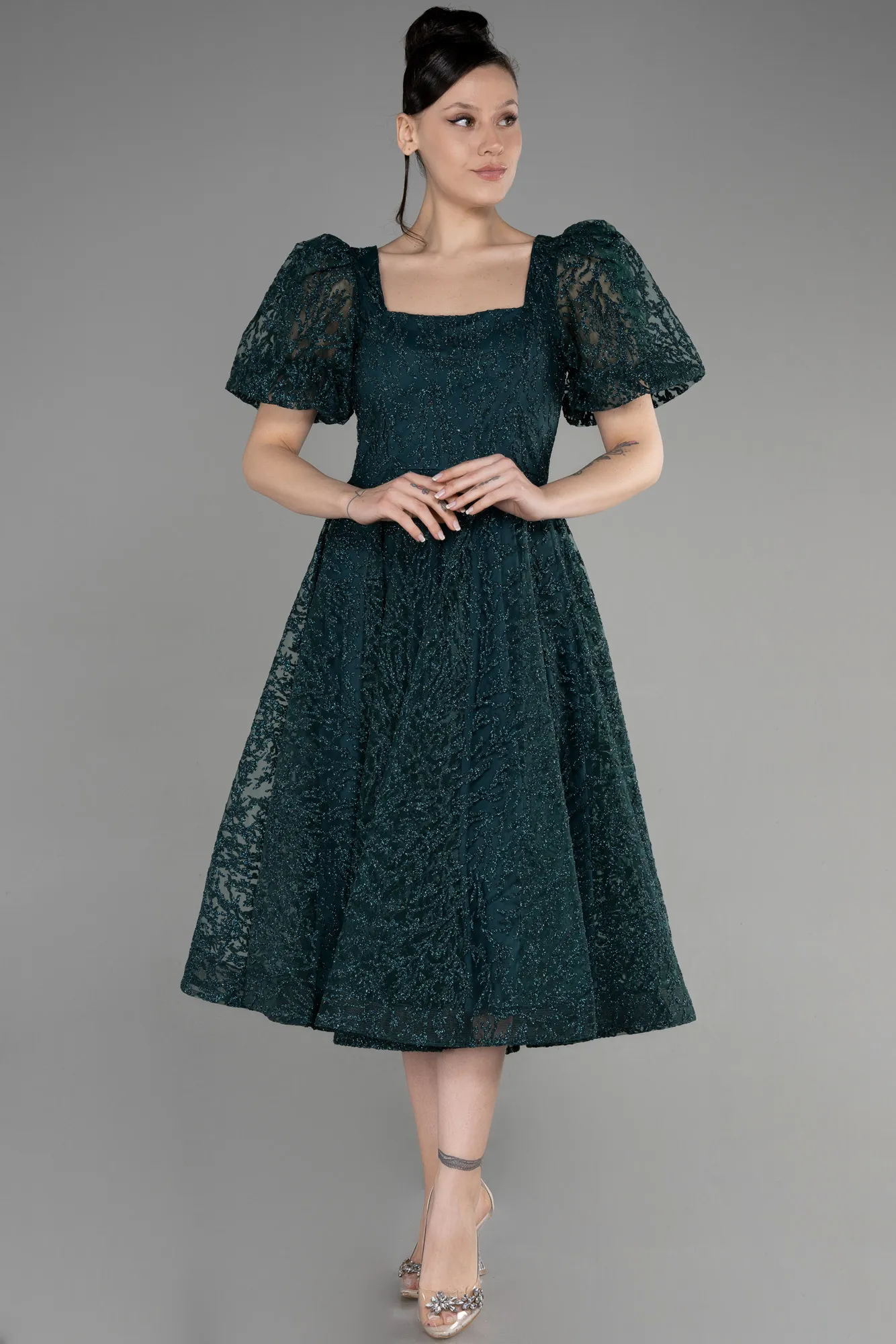 Emerald Green-Midi Party Dress ABK1976