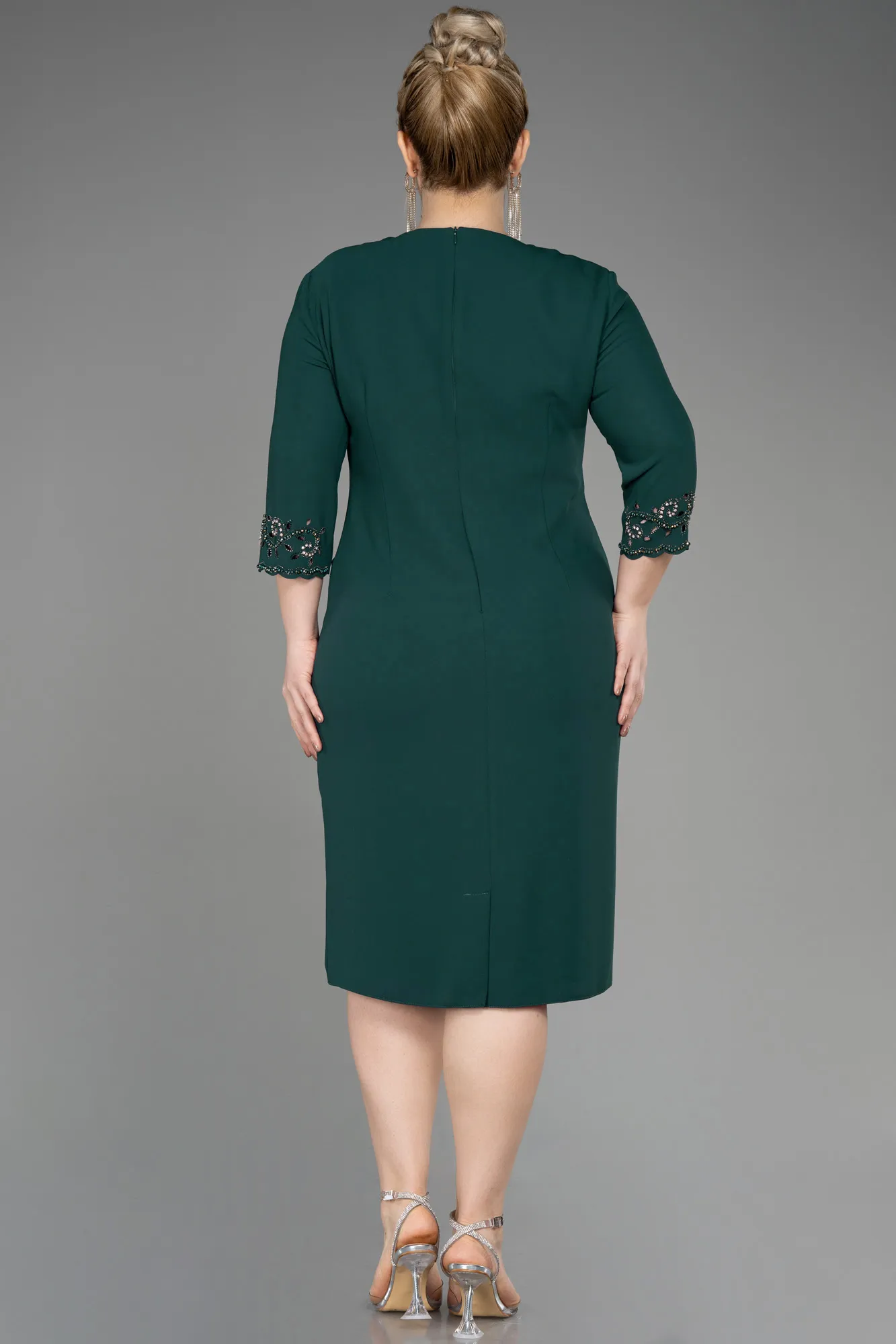 Emerald Green-Midi Plus Size Cocktail Dress ABK2017