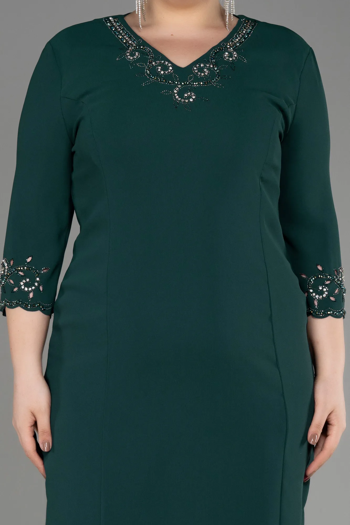 Emerald Green-Midi Plus Size Cocktail Dress ABK2017