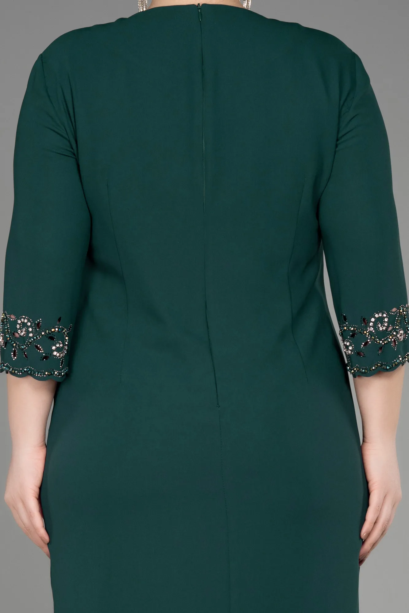 Emerald Green-Midi Plus Size Cocktail Dress ABK2017