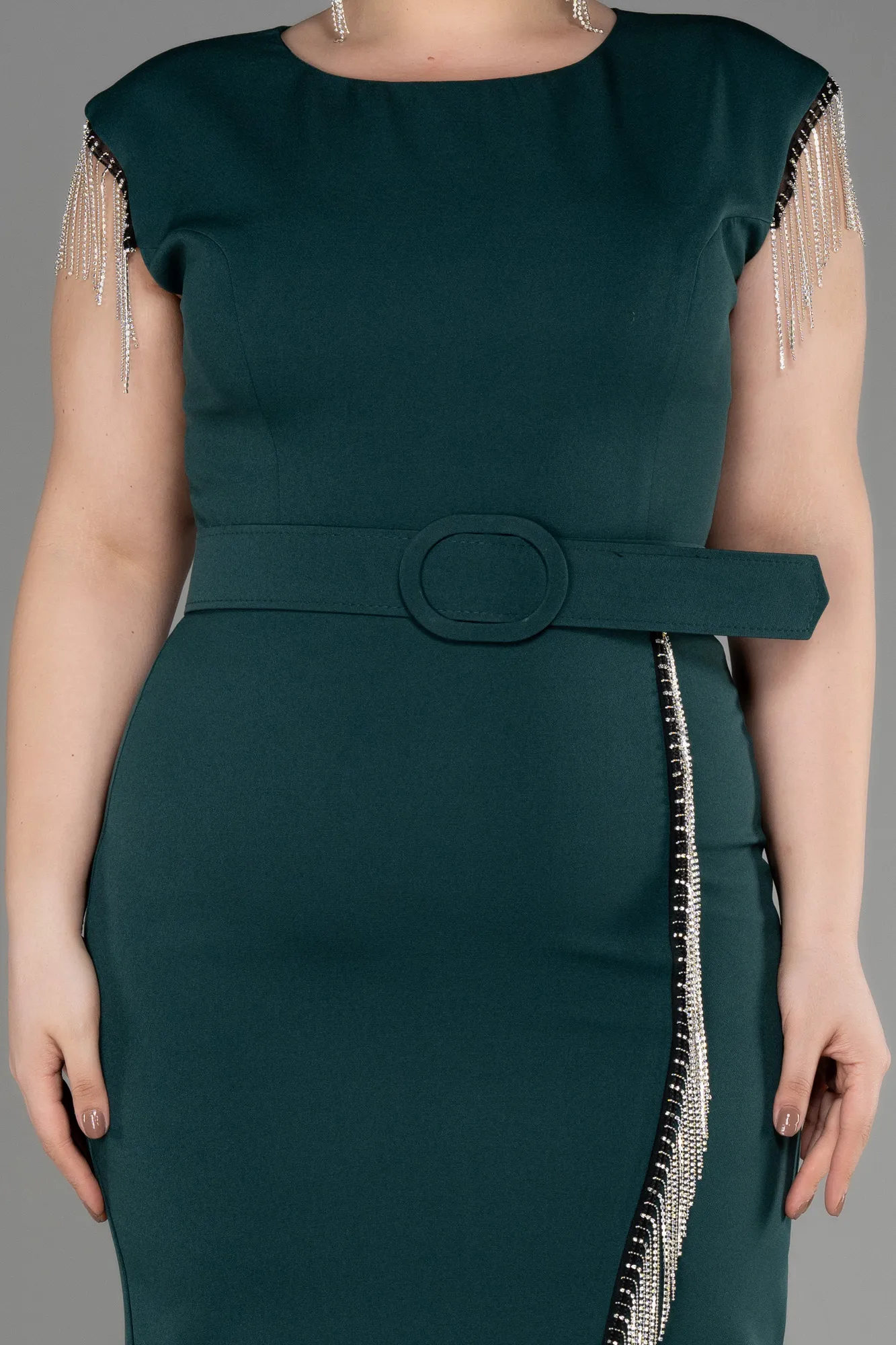 Emerald Green-Midi Plus Size Cocktail Dress ABK2023