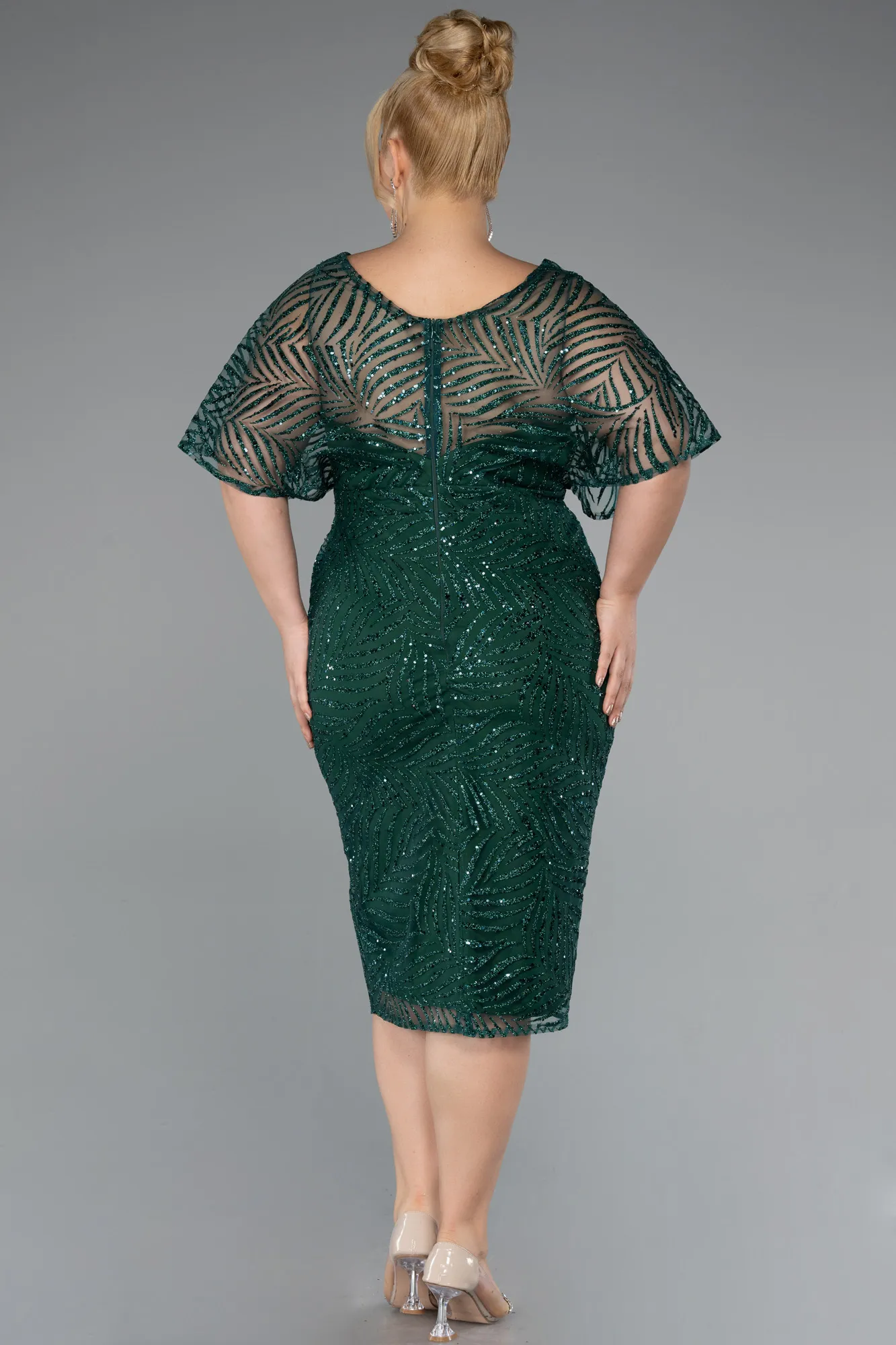 Emerald Green-Midi Plus Size Cocktail Dress ABK2372