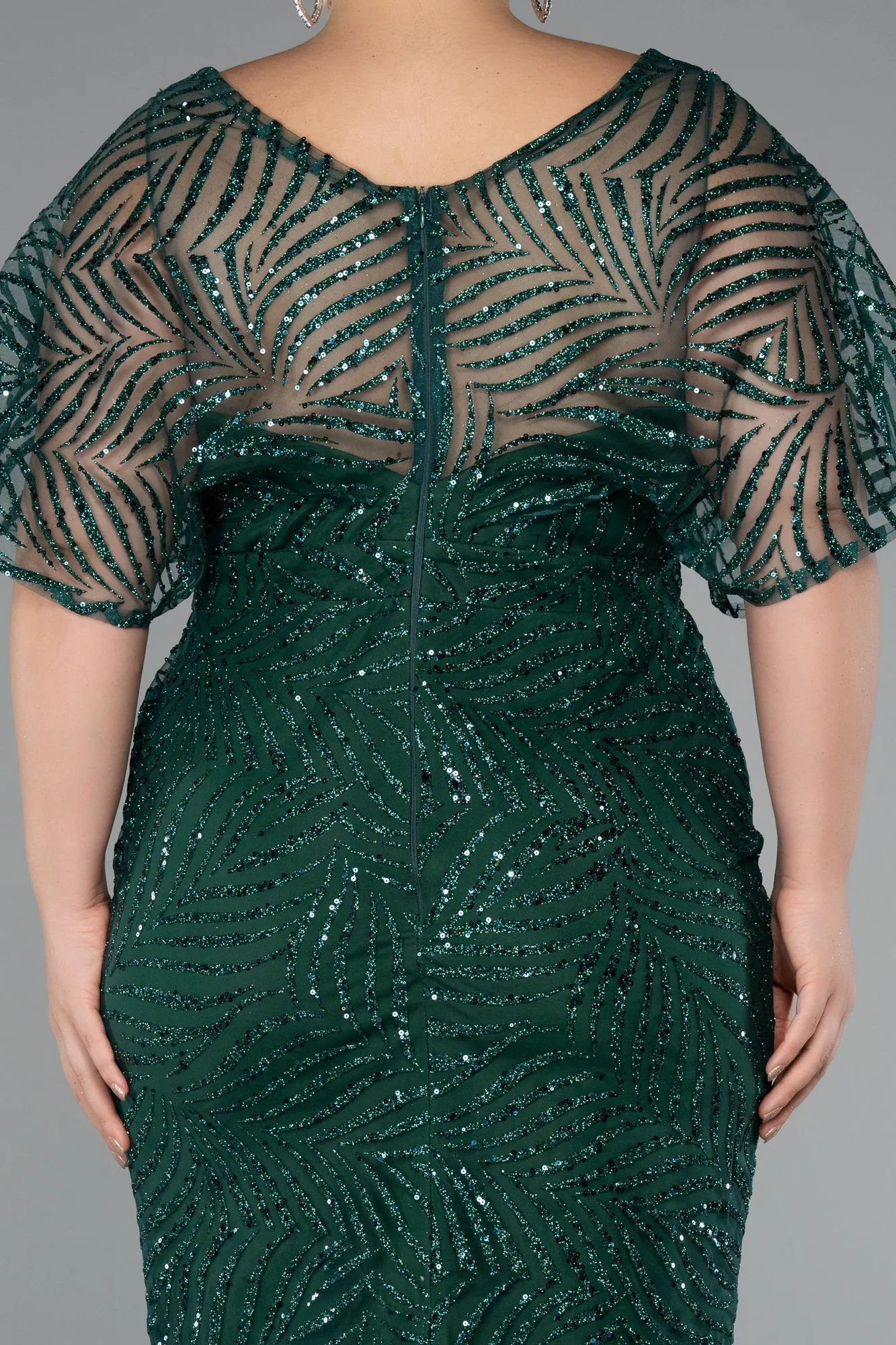 Emerald Green-Midi Plus Size Cocktail Dress ABK2372
