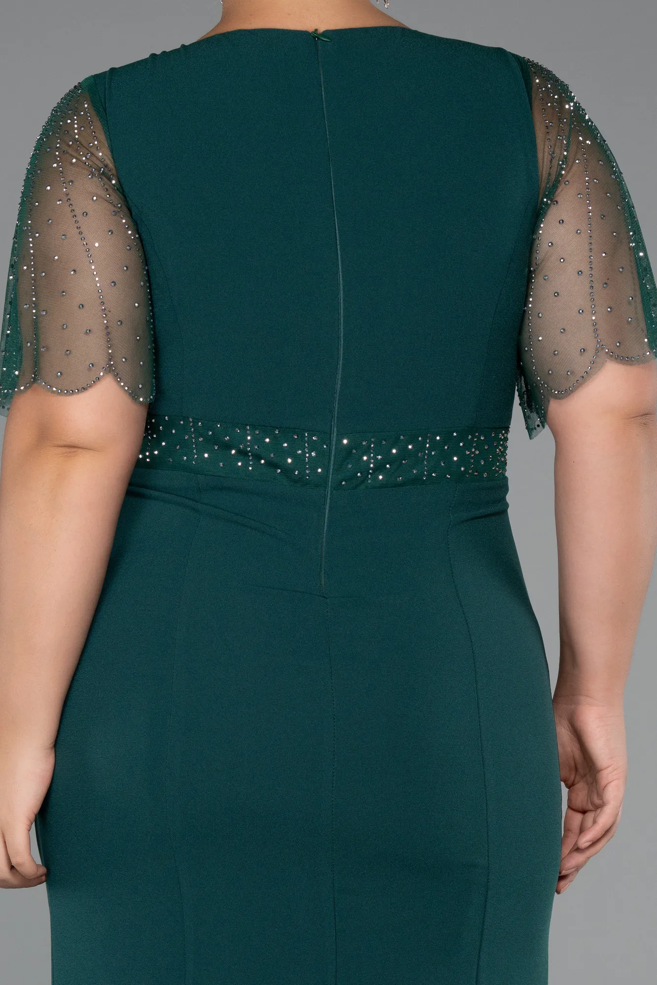 Emerald Green-Midi Plus Size Cocktail Dress ABK2381