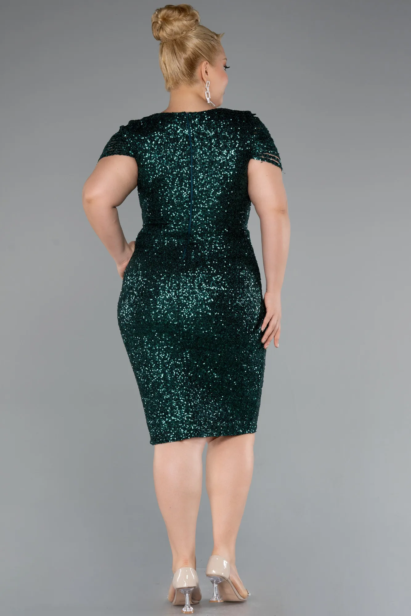 Emerald Green-Midi Plus Size Cocktail Dress ABK2419