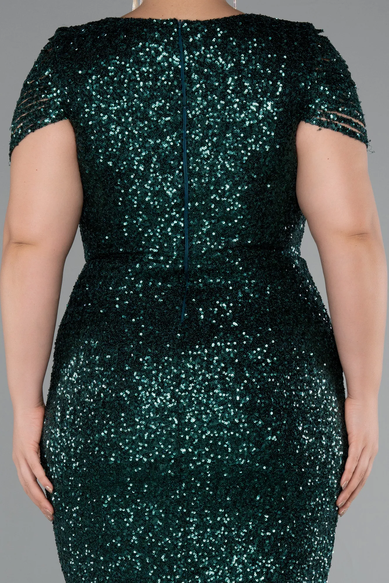 Emerald Green-Midi Plus Size Cocktail Dress ABK2419