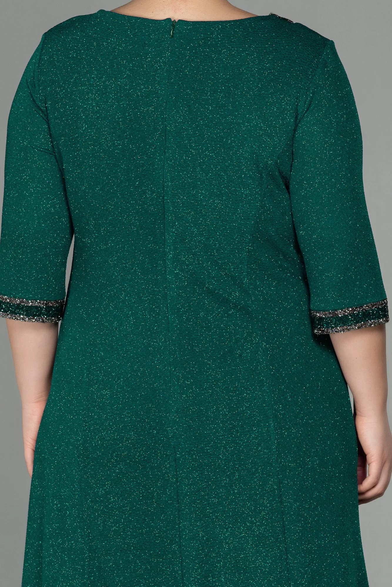 Emerald Green-Midi Plus Size Evening Dress ABK1595