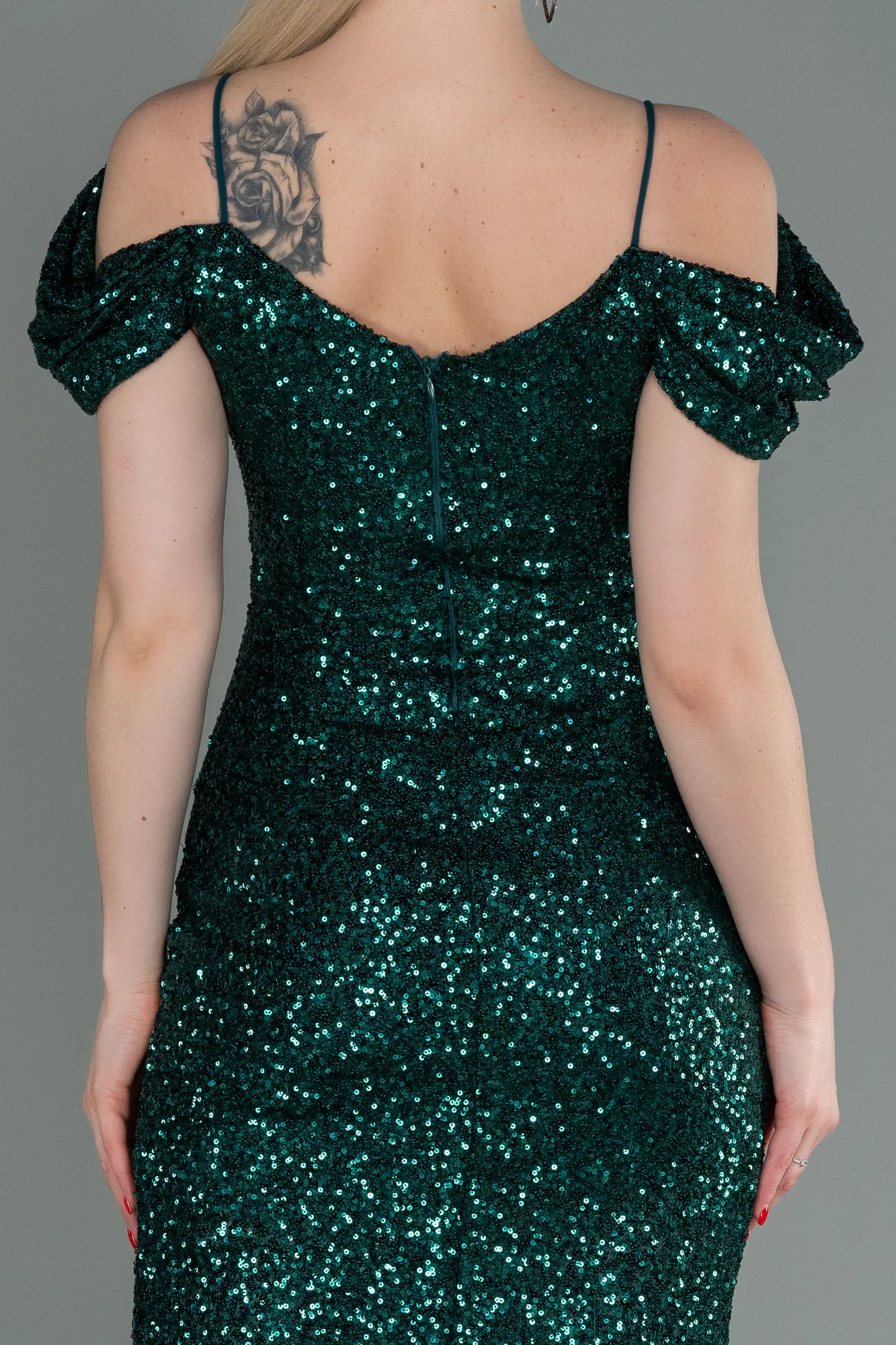 Emerald Green-Midi Scaly Invitation Dress ABK1748
