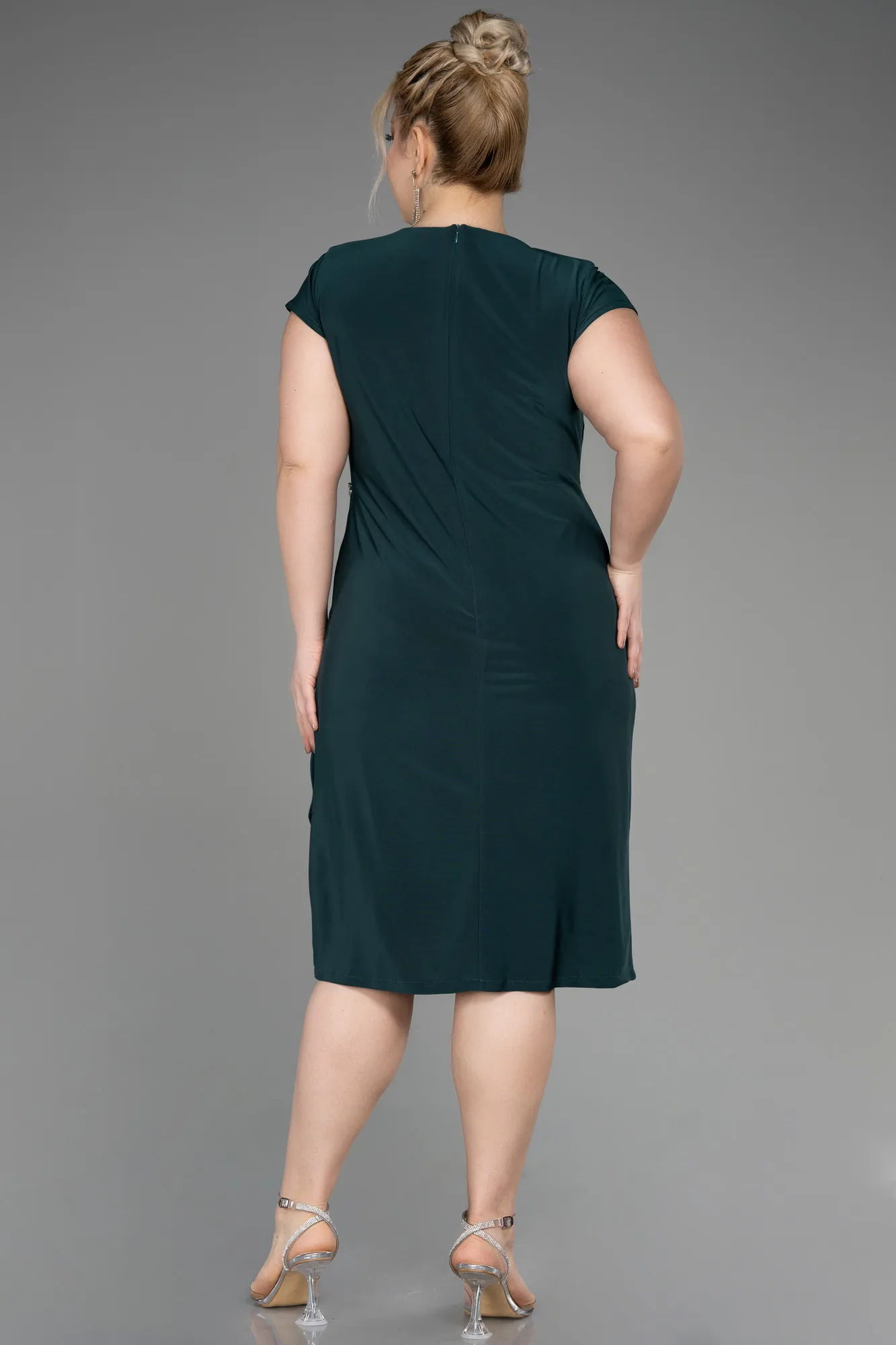 Emerald Green-Midi Scaly Plus Size Cocktail Dress ABK2029