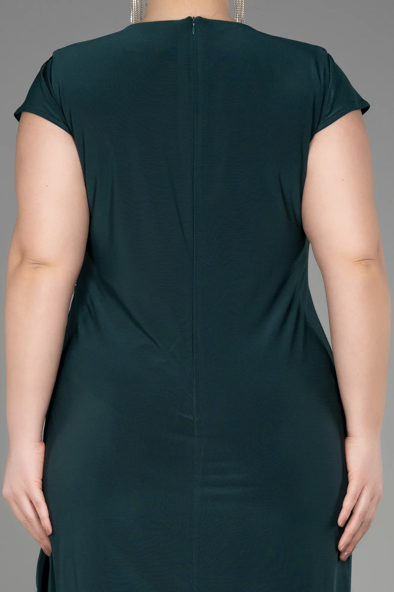 Emerald Green-Midi Scaly Plus Size Cocktail Dress ABK2029