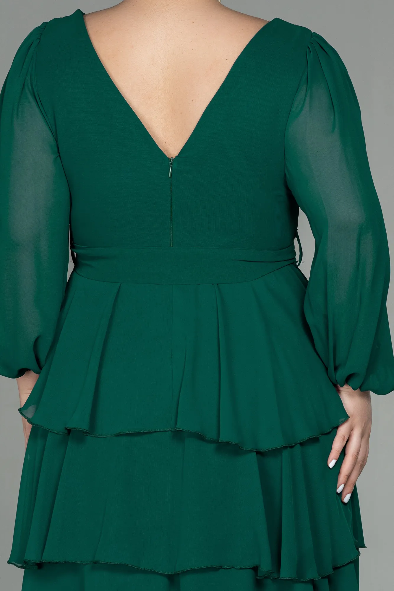 Emerald Green-Short Chiffon Oversized Evening Dress ABK1002