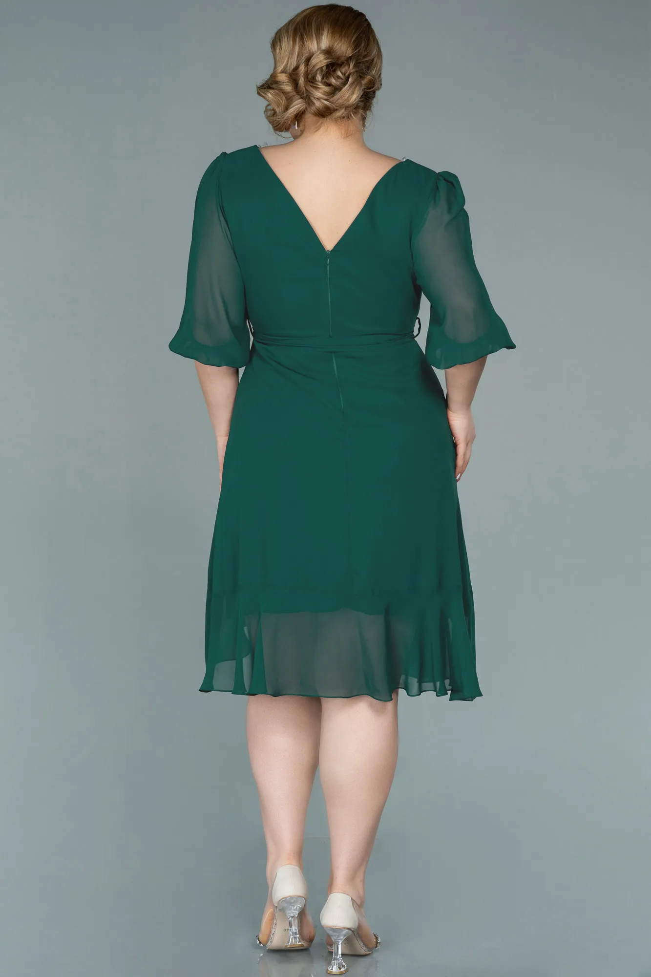 Emerald Green-Short Chiffon Oversized Evening Dress ABK1340