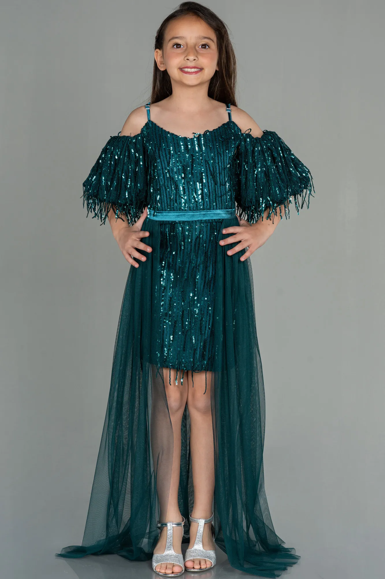 Emerald Green-Short Girl Dress ABK1862