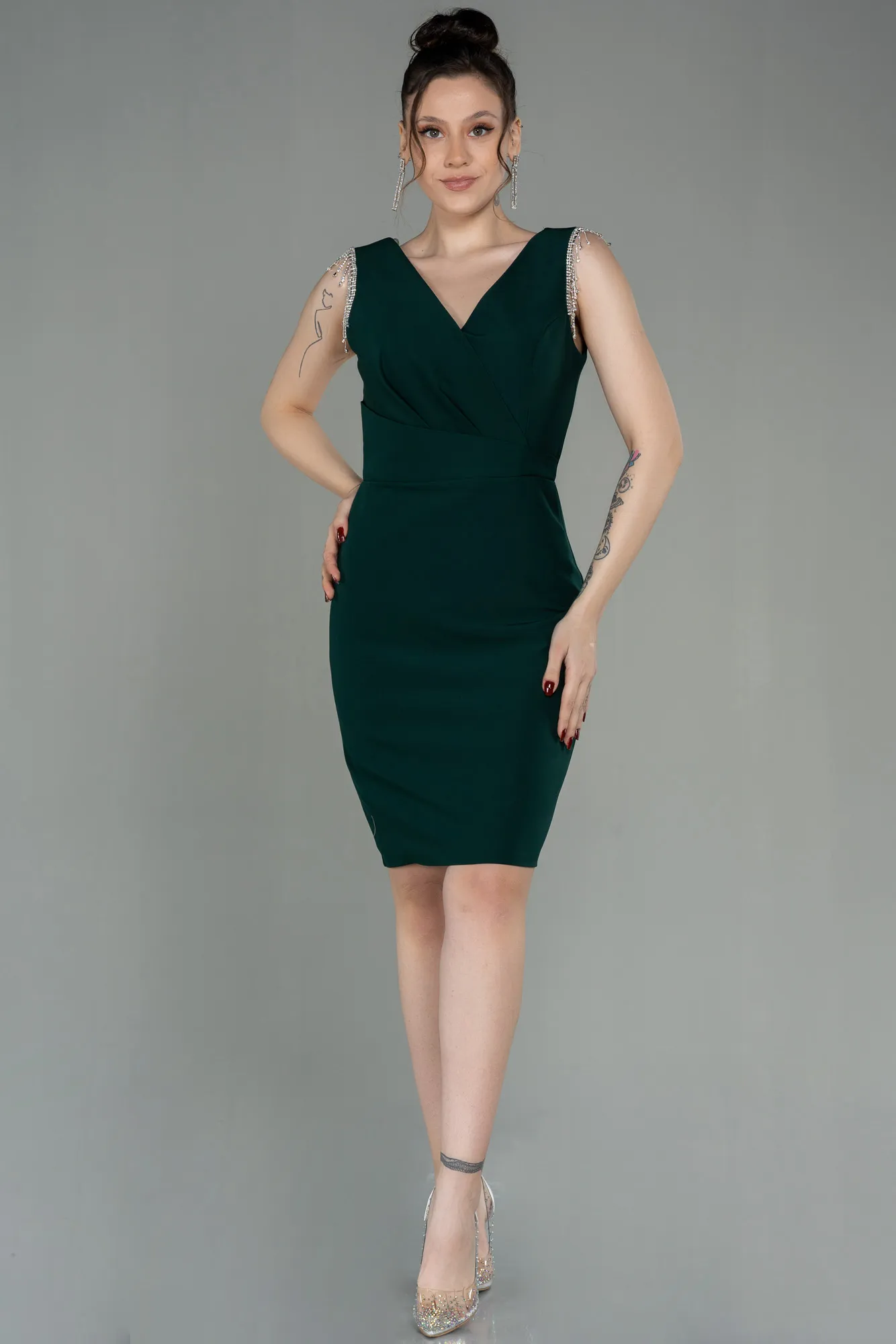 Emerald Green-Short Invitation Dress ABK1666