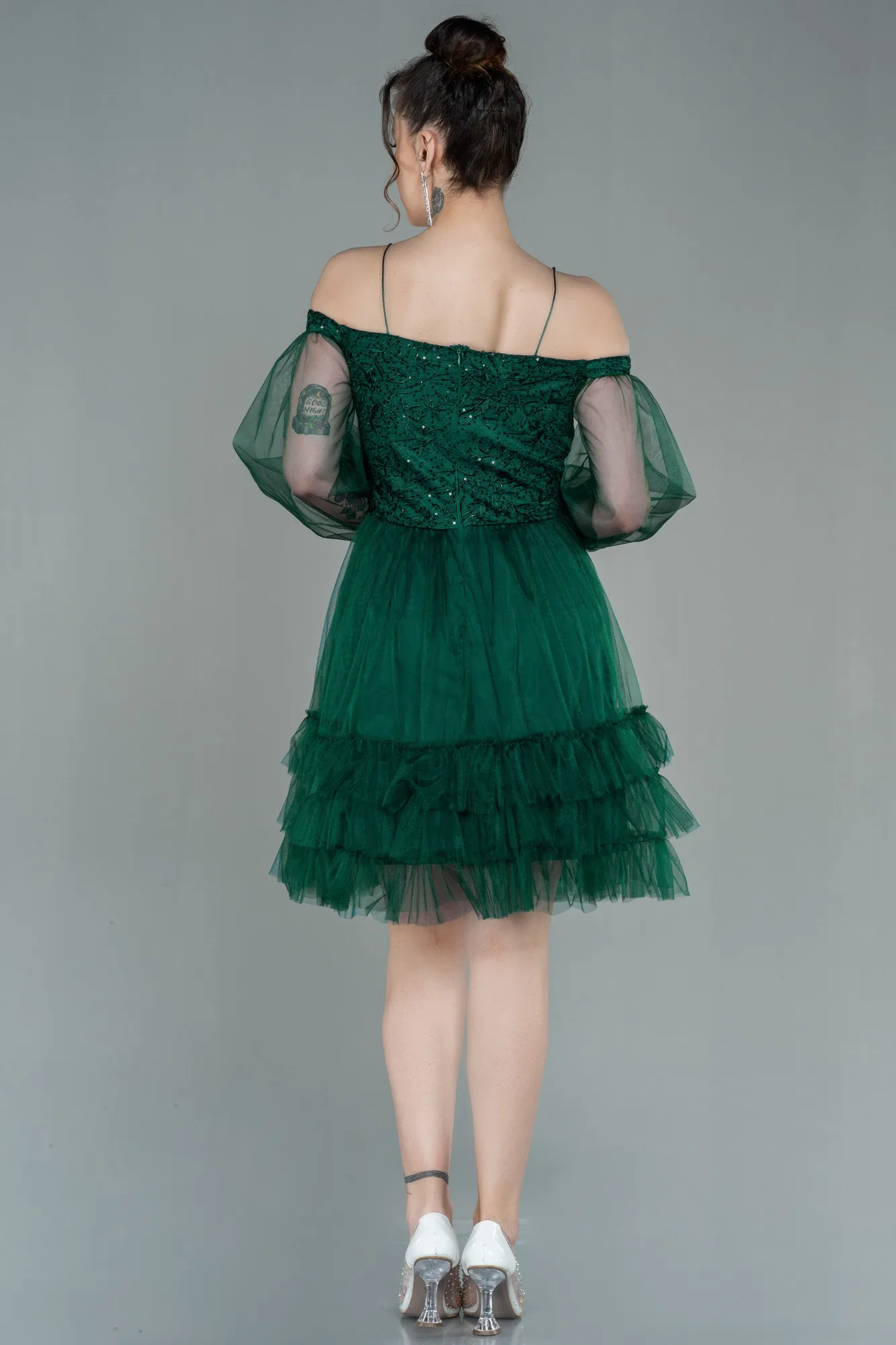 Emerald Green-Short Invitation Dress ABK992