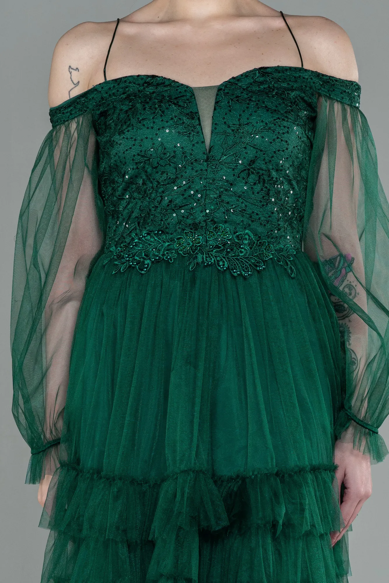 Emerald Green-Short Invitation Dress ABK992