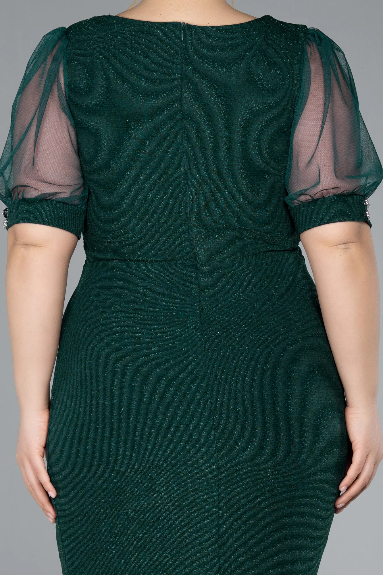 Emerald Green-Short Plus Size Cocktail Dress ABK2247