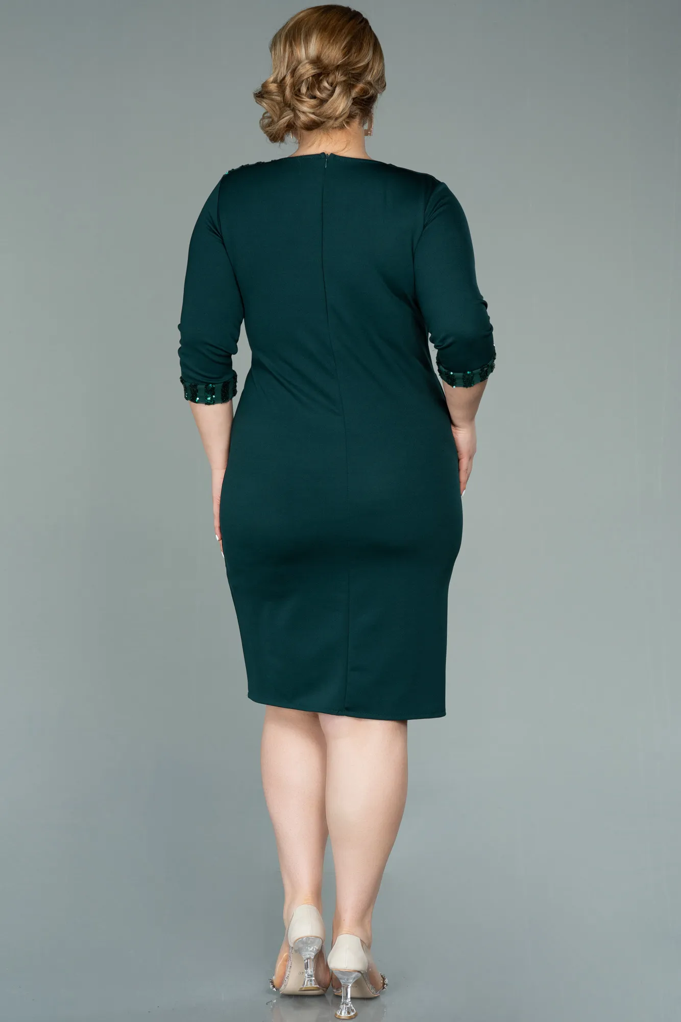 Emerald Green-Short Plus Size Evening Dress ABK1325