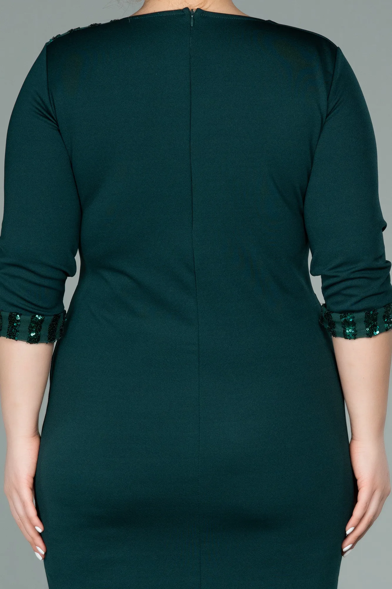 Emerald Green-Short Plus Size Evening Dress ABK1325