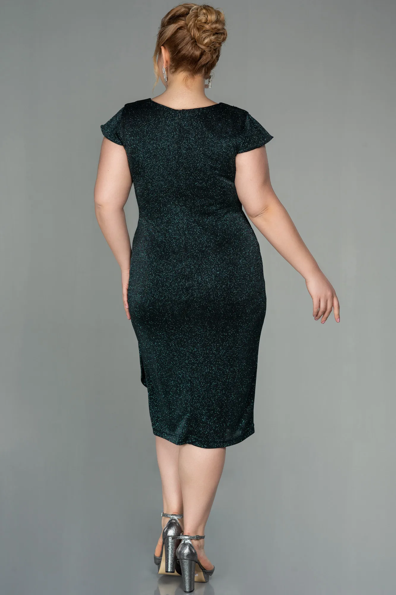 Emerald Green-Short Plus Size Evening Dress ABK1583