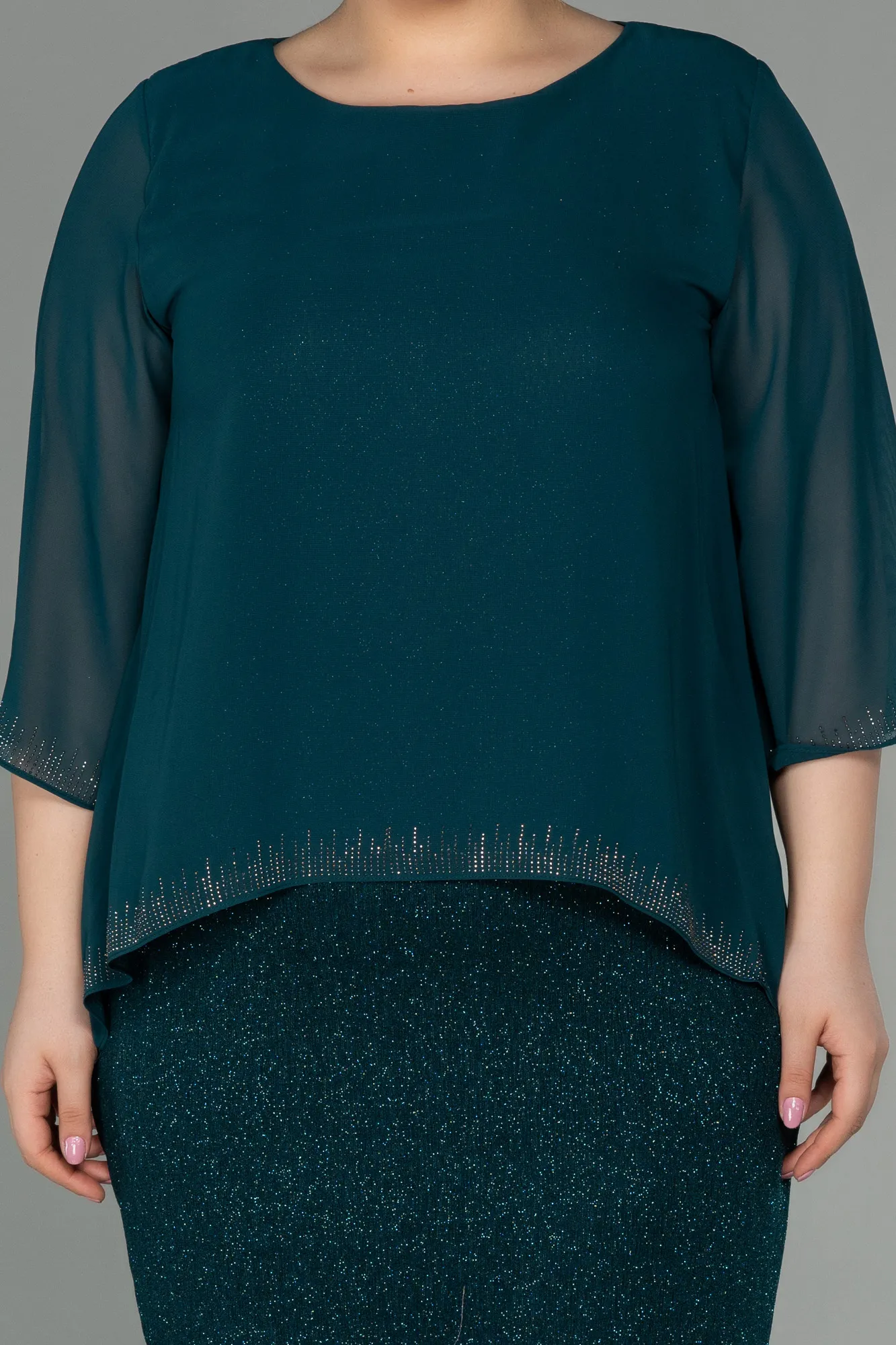 Emerald Green-Short Plus Size Evening Dress ABK1593