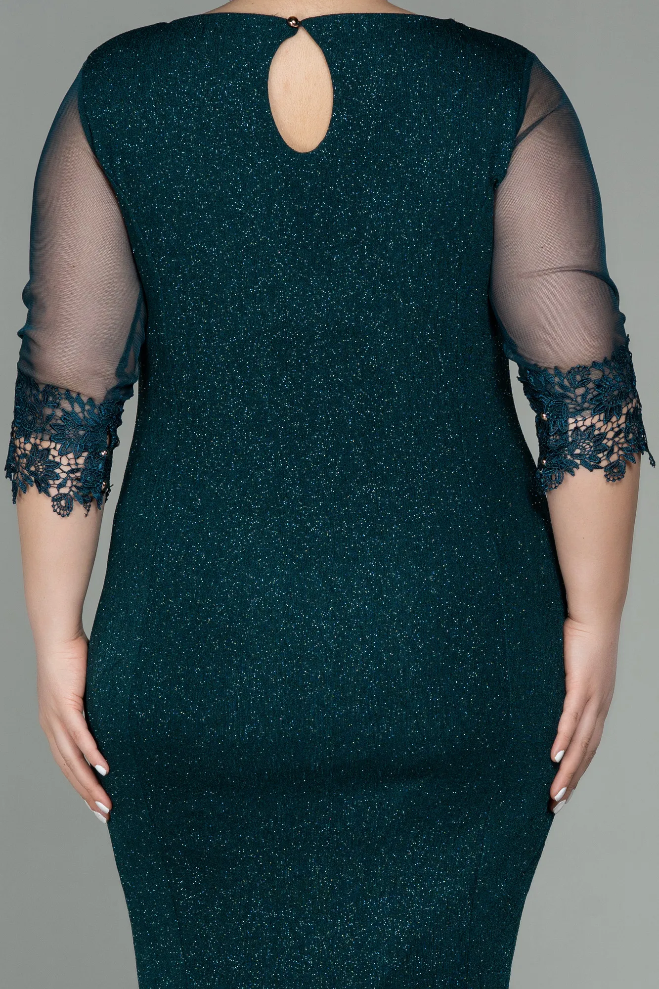 Emerald Green-Short Plus Size Evening Dress ABK1609