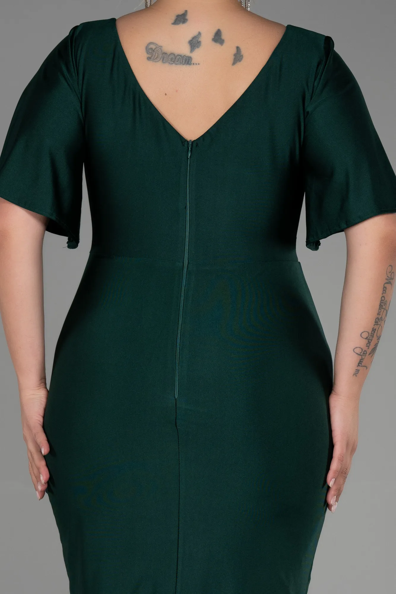 Emerald Green-Short Plus Size Evening Dress ABK1824