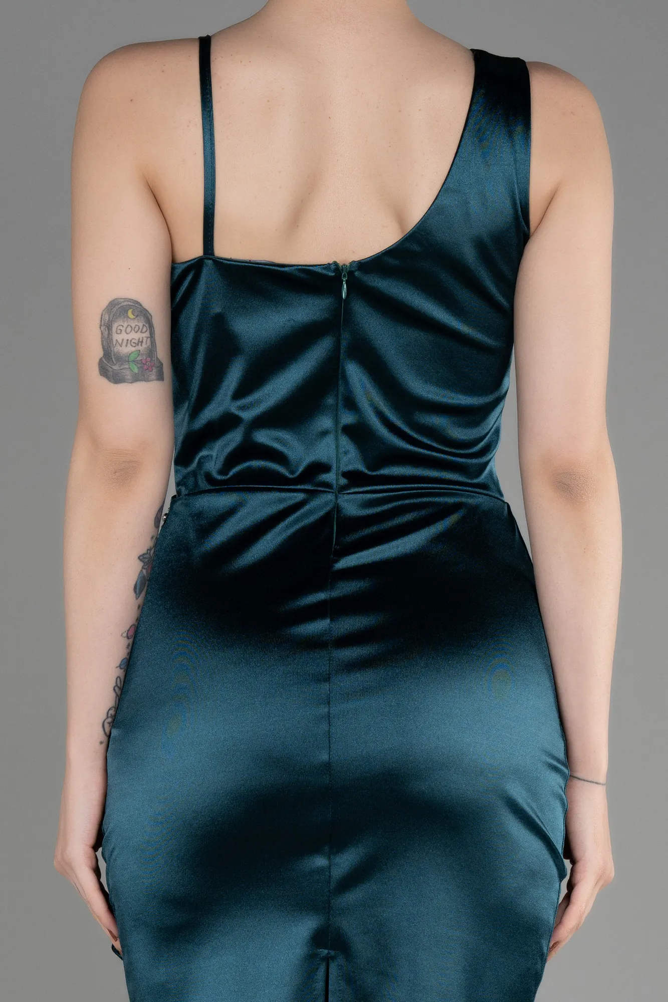 Emerald Green-Short Satin Cocktail Dress ABK2024