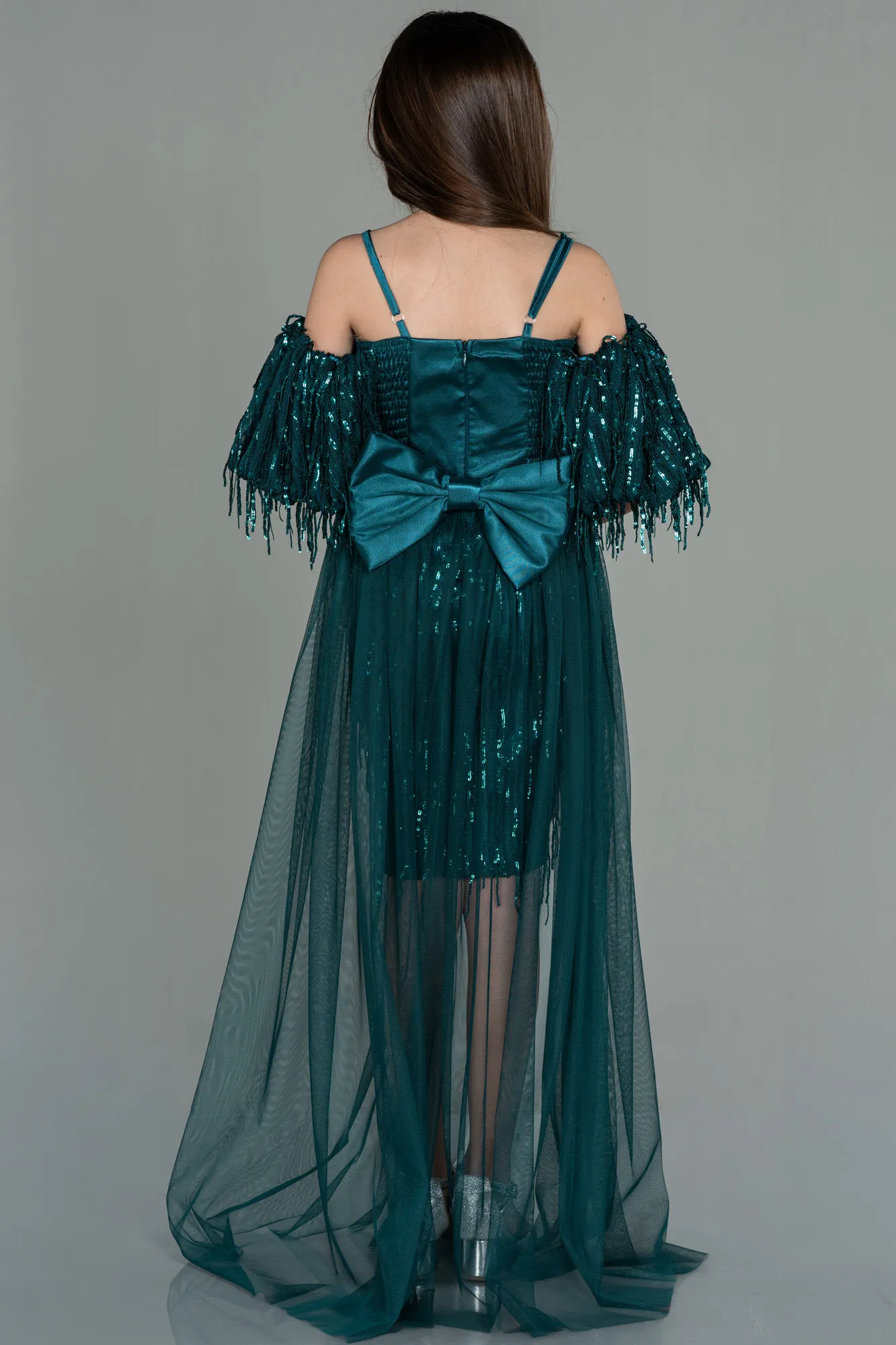 Emerald Green-Short Scaly Girl Dress ABK1714