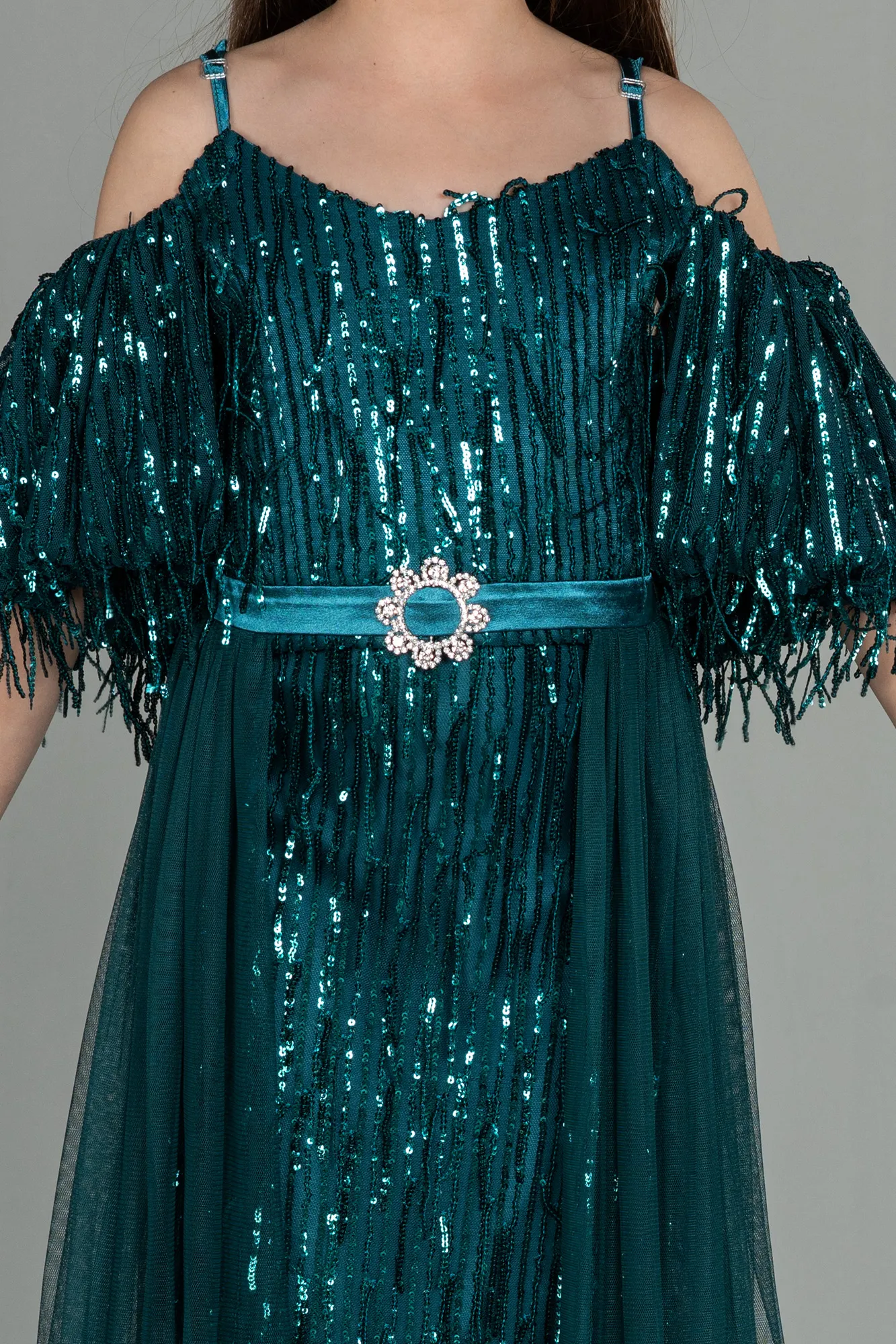 Emerald Green-Short Scaly Girl Dress ABK1714