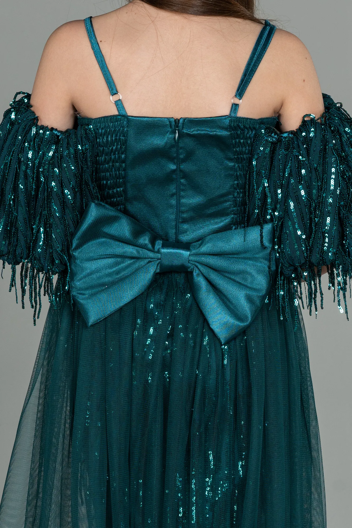 Emerald Green-Short Scaly Girl Dress ABK1714