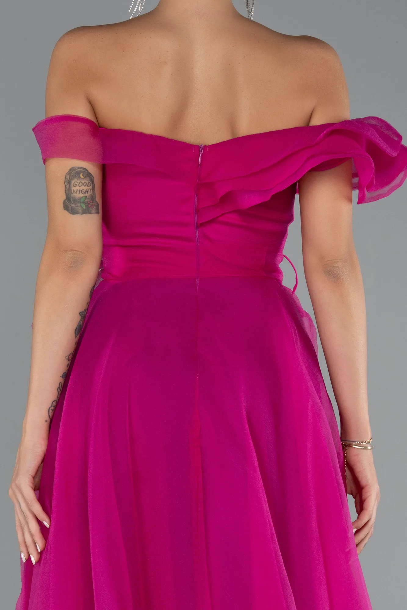 Fuchsia-Front Short Back Long Prom Gown ABO120