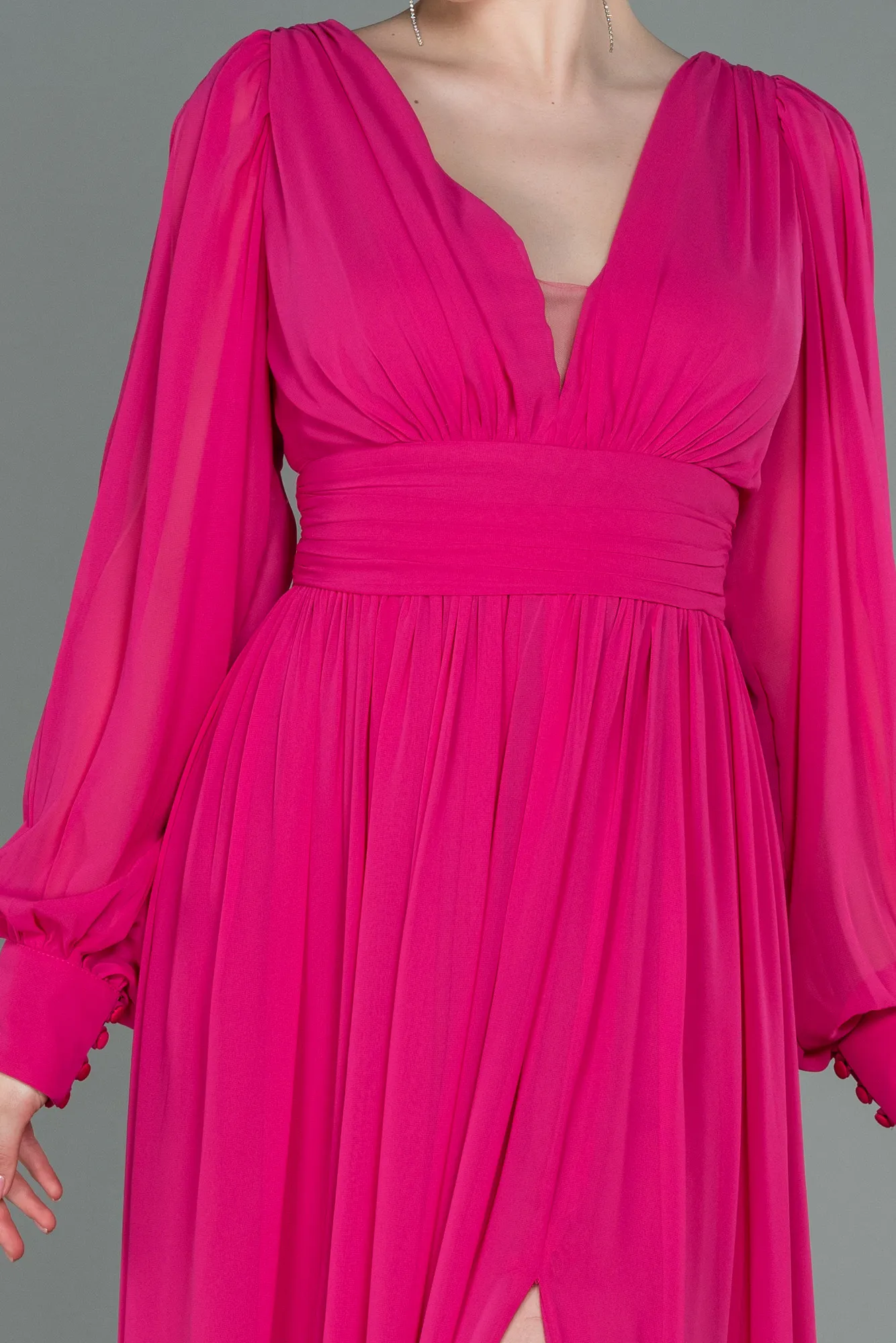 Fuchsia-Long Chiffon Evening Dress ABU1702