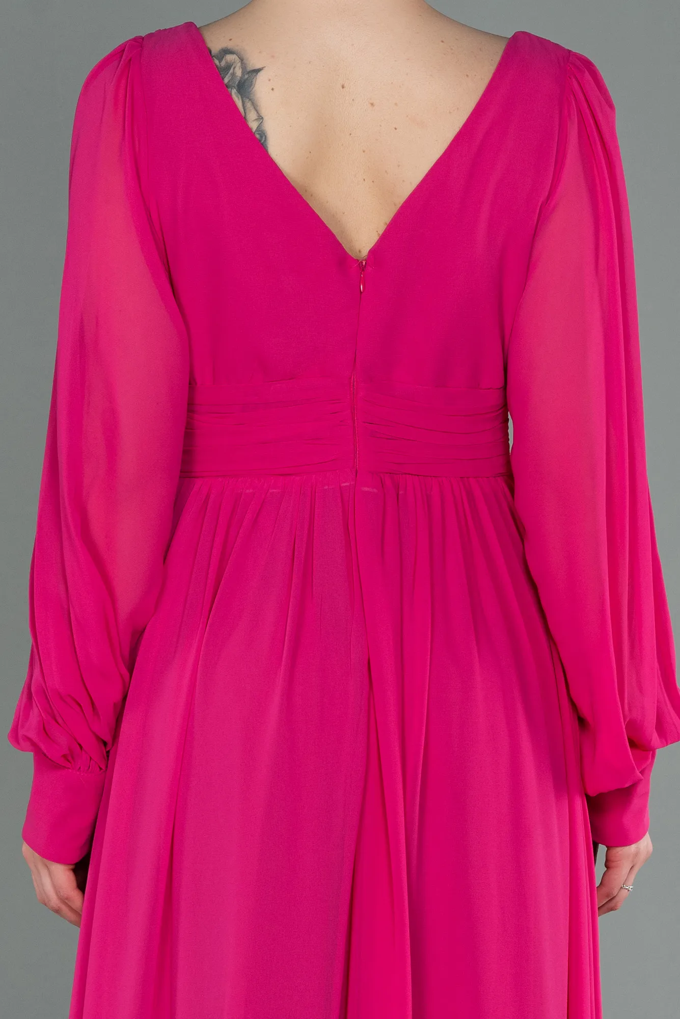 Fuchsia-Long Chiffon Evening Dress ABU1702