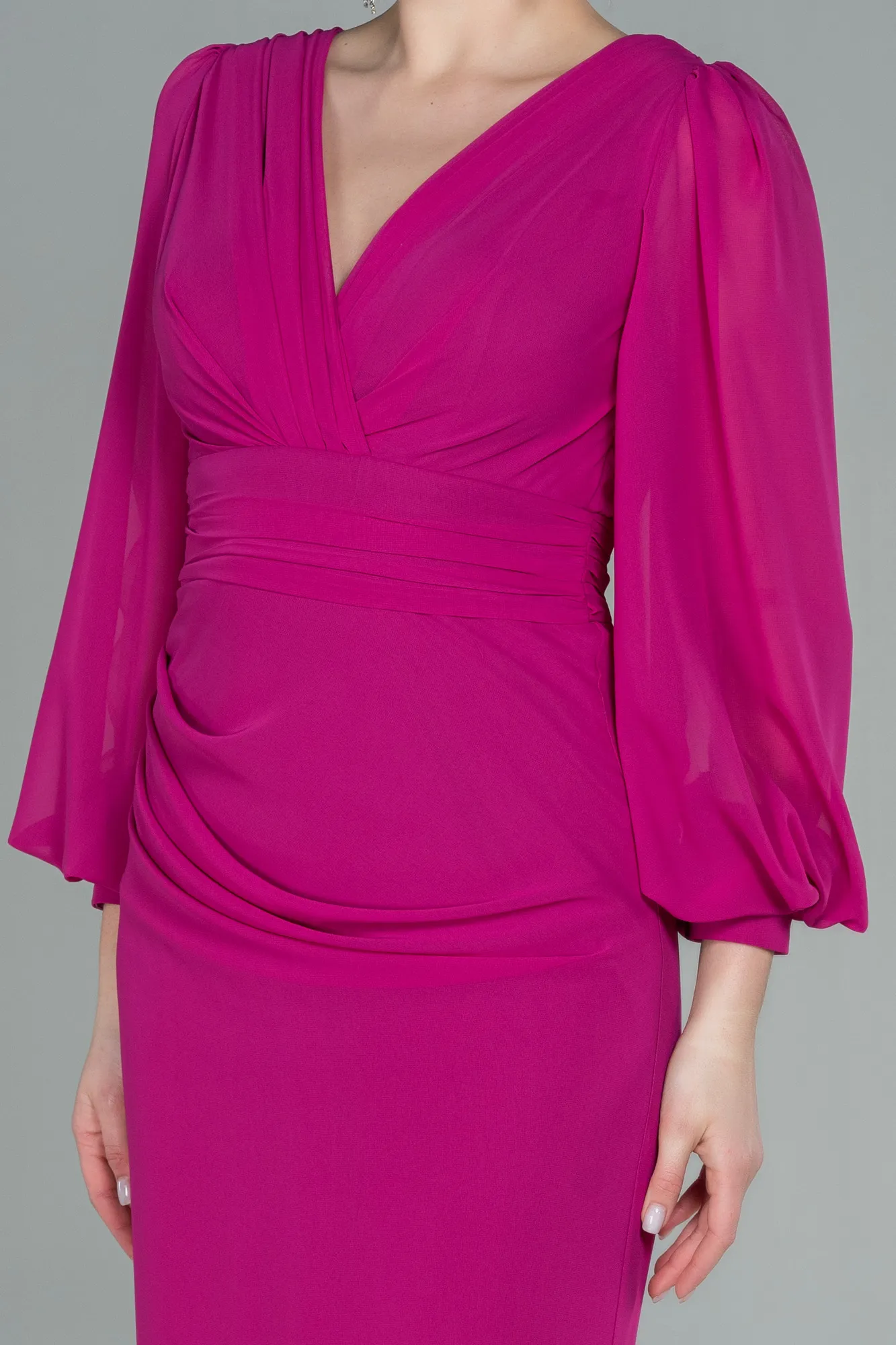 Fuchsia-Long Chiffon Evening Dress ABU2818