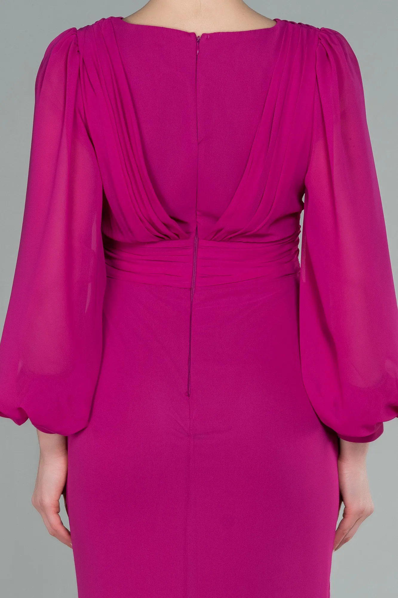 Fuchsia-Long Chiffon Evening Dress ABU2818