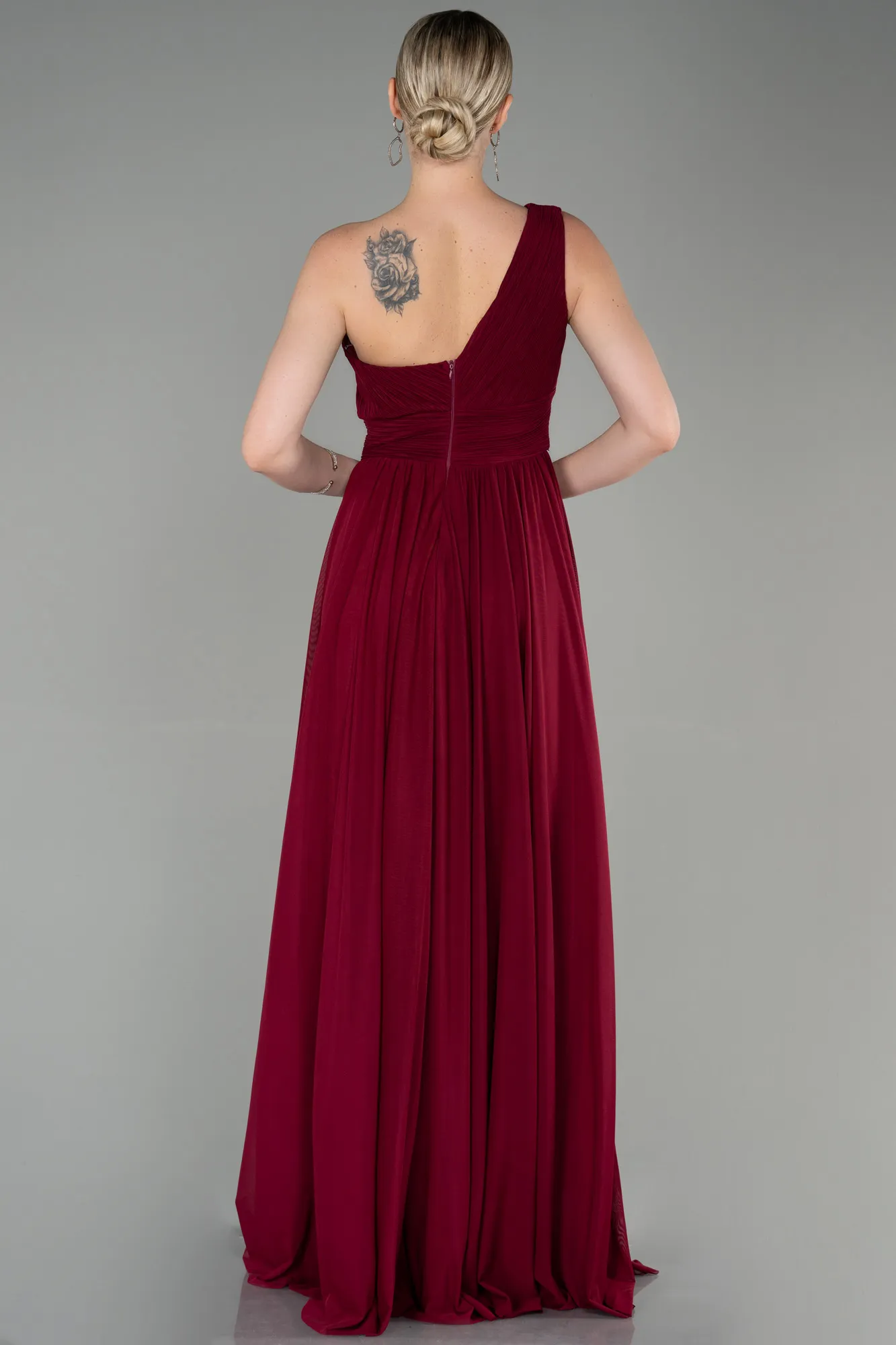 Fuchsia-Long Chiffon Evening Dress ABU3309