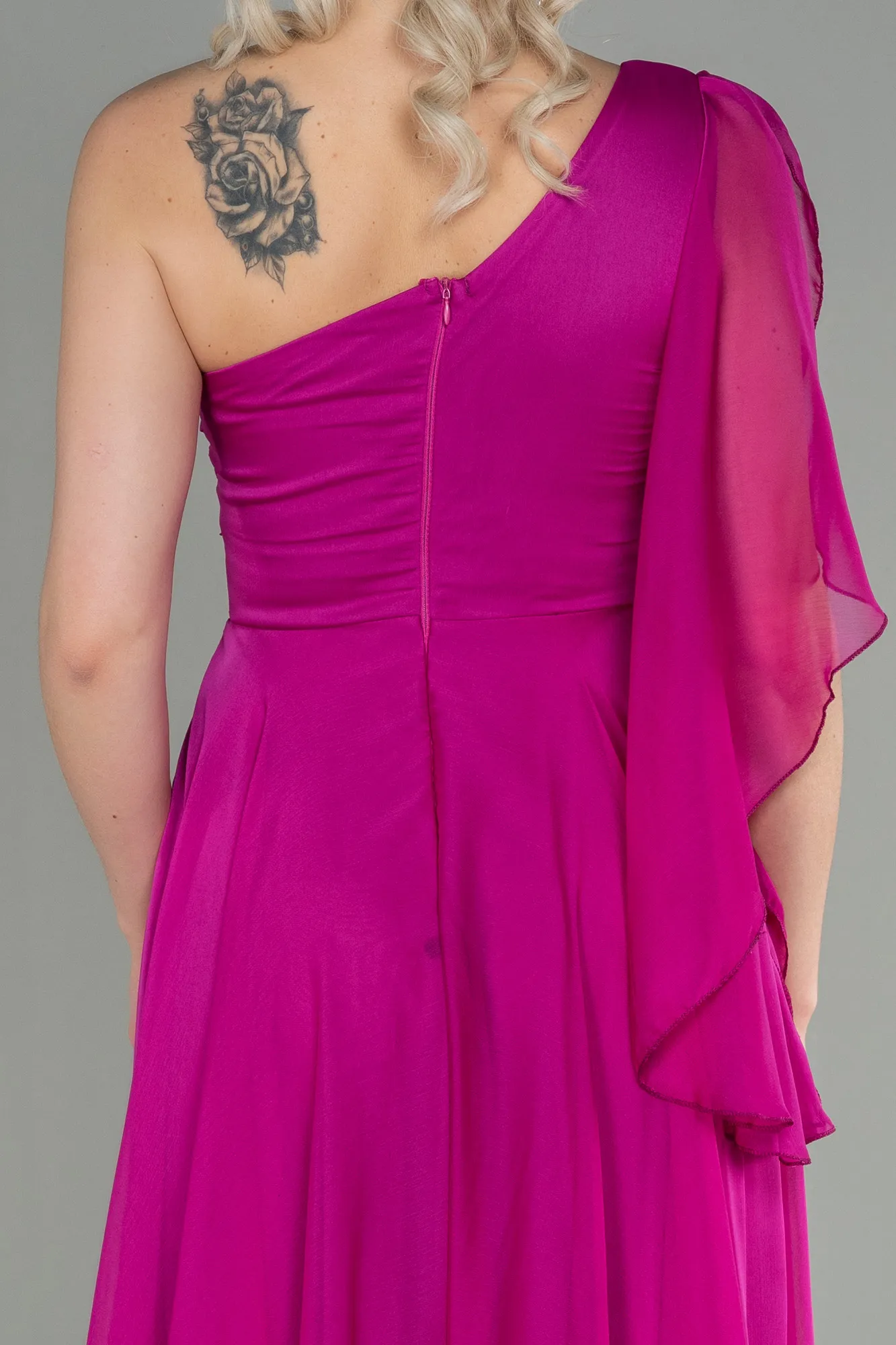 Fuchsia-Long Chiffon Evening Dress ABU3449