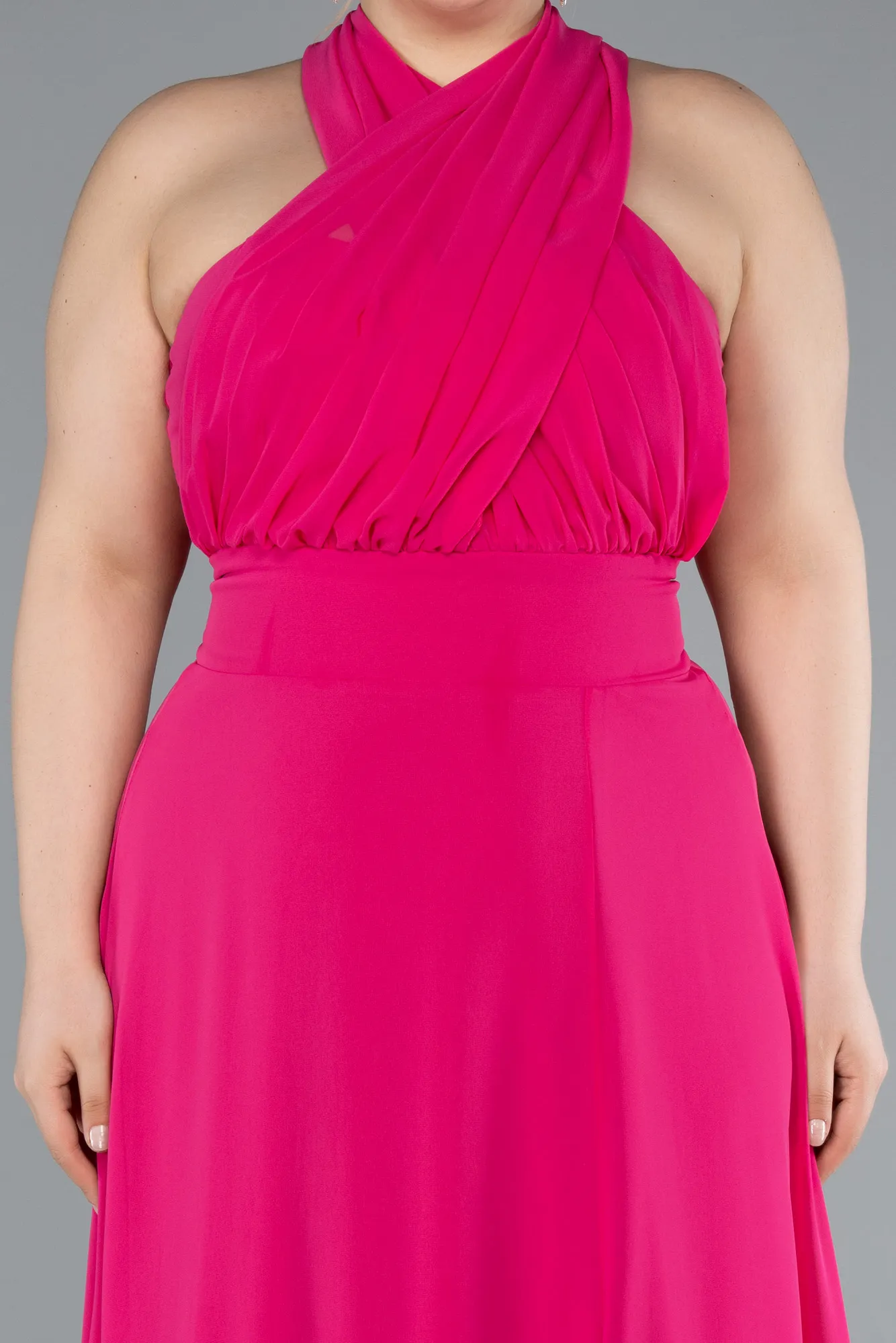 Fuchsia-Long Chiffon Formal Plus Size Dress ABU4951