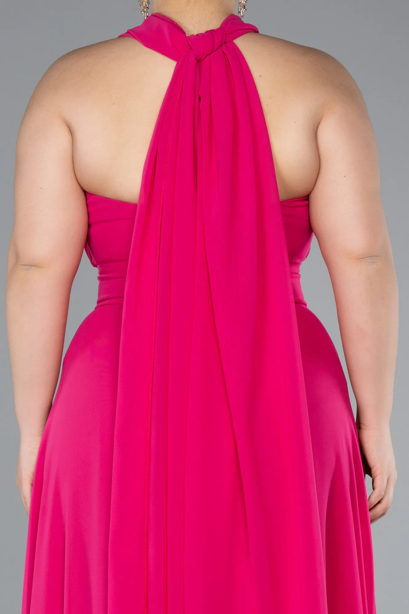 Fuchsia-Long Chiffon Formal Plus Size Dress ABU4951