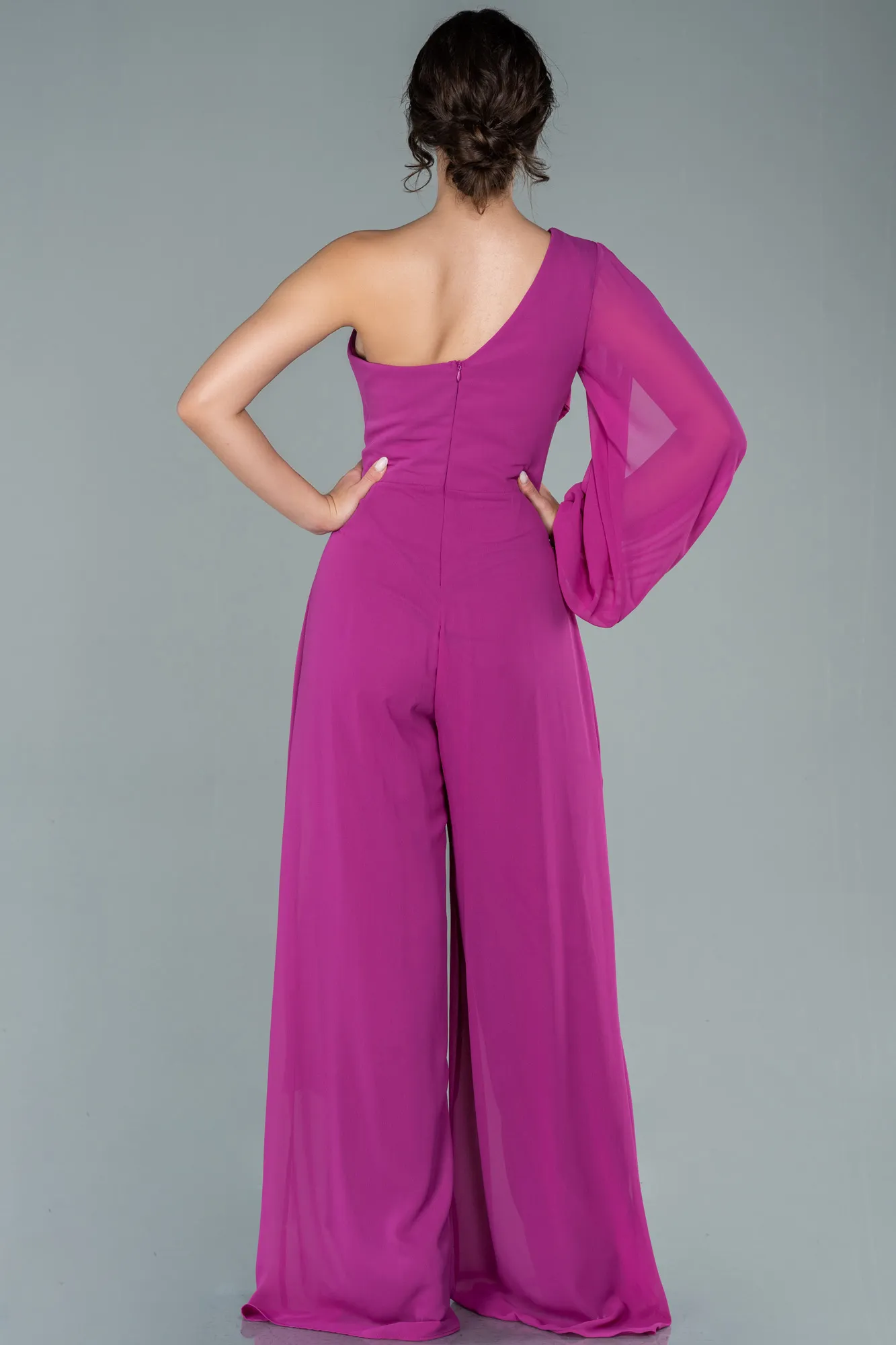 Fuchsia-Long Chiffon Invitation Dress ABT078