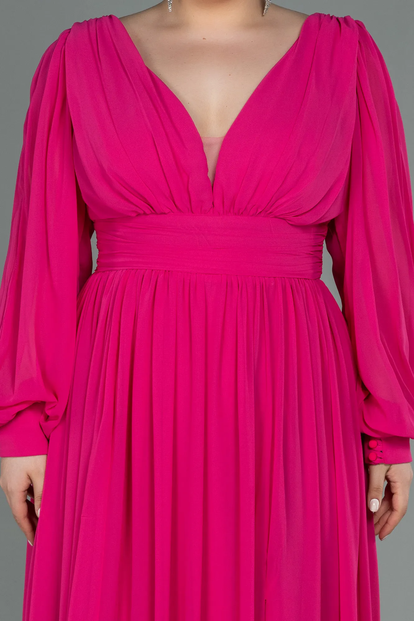 Fuchsia-Long Chiffon Oversized Evening Dress ABU1988
