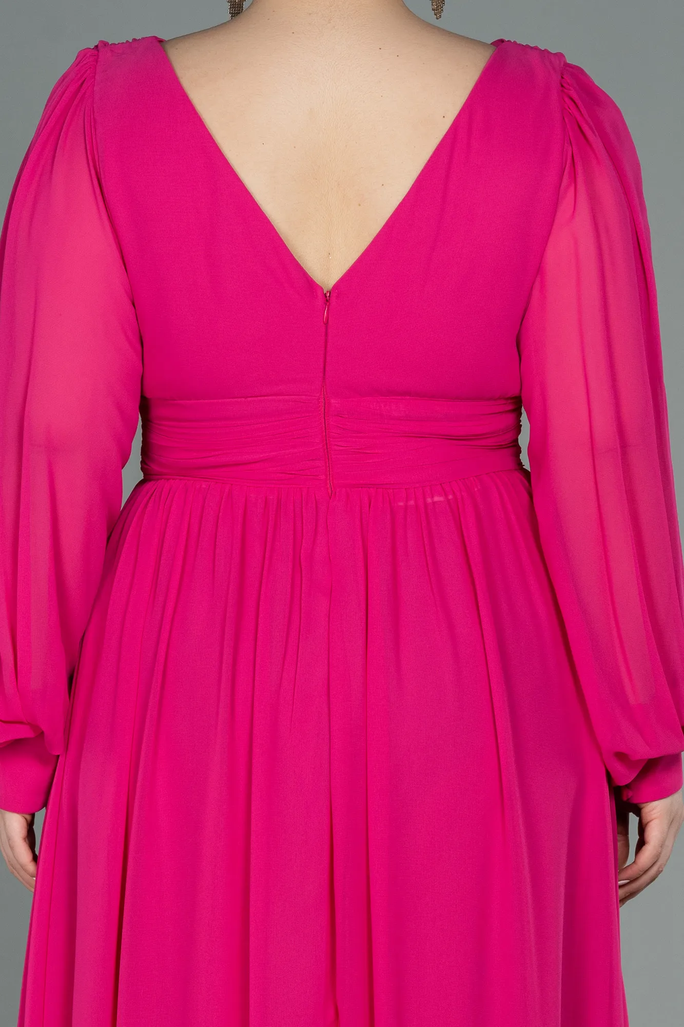 Fuchsia-Long Chiffon Oversized Evening Dress ABU1988