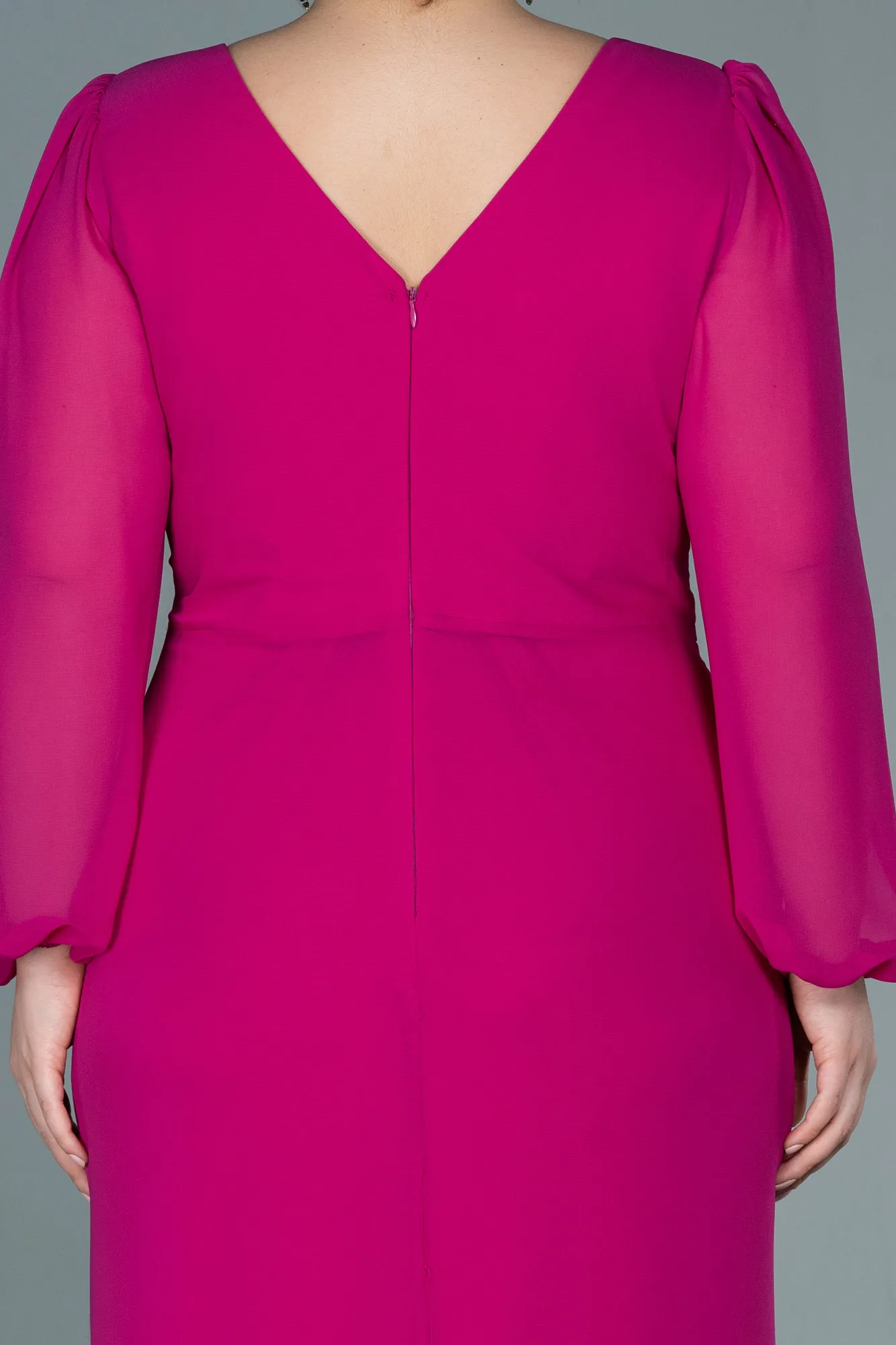 Fuchsia-Long Chiffon Plus Size Evening Dress ABU2763