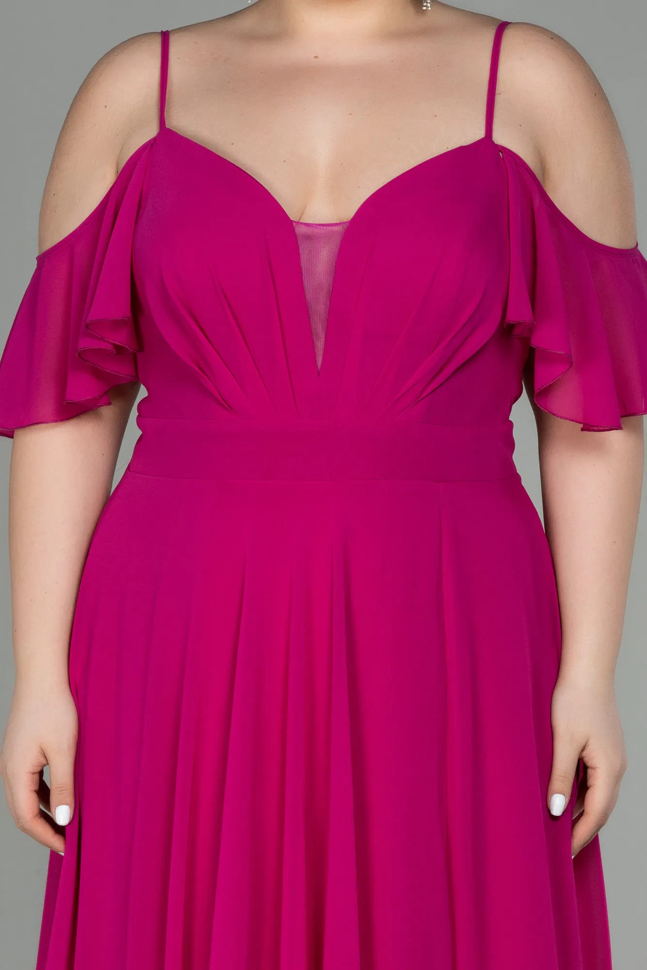 Fuchsia-Long Chiffon Plus Size Evening Dress ABU2875