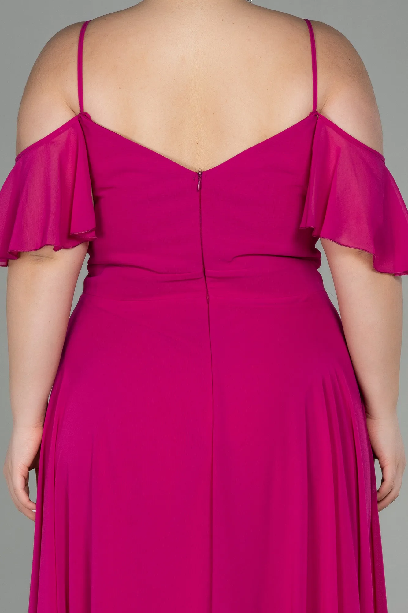 Fuchsia-Long Chiffon Plus Size Evening Dress ABU2875