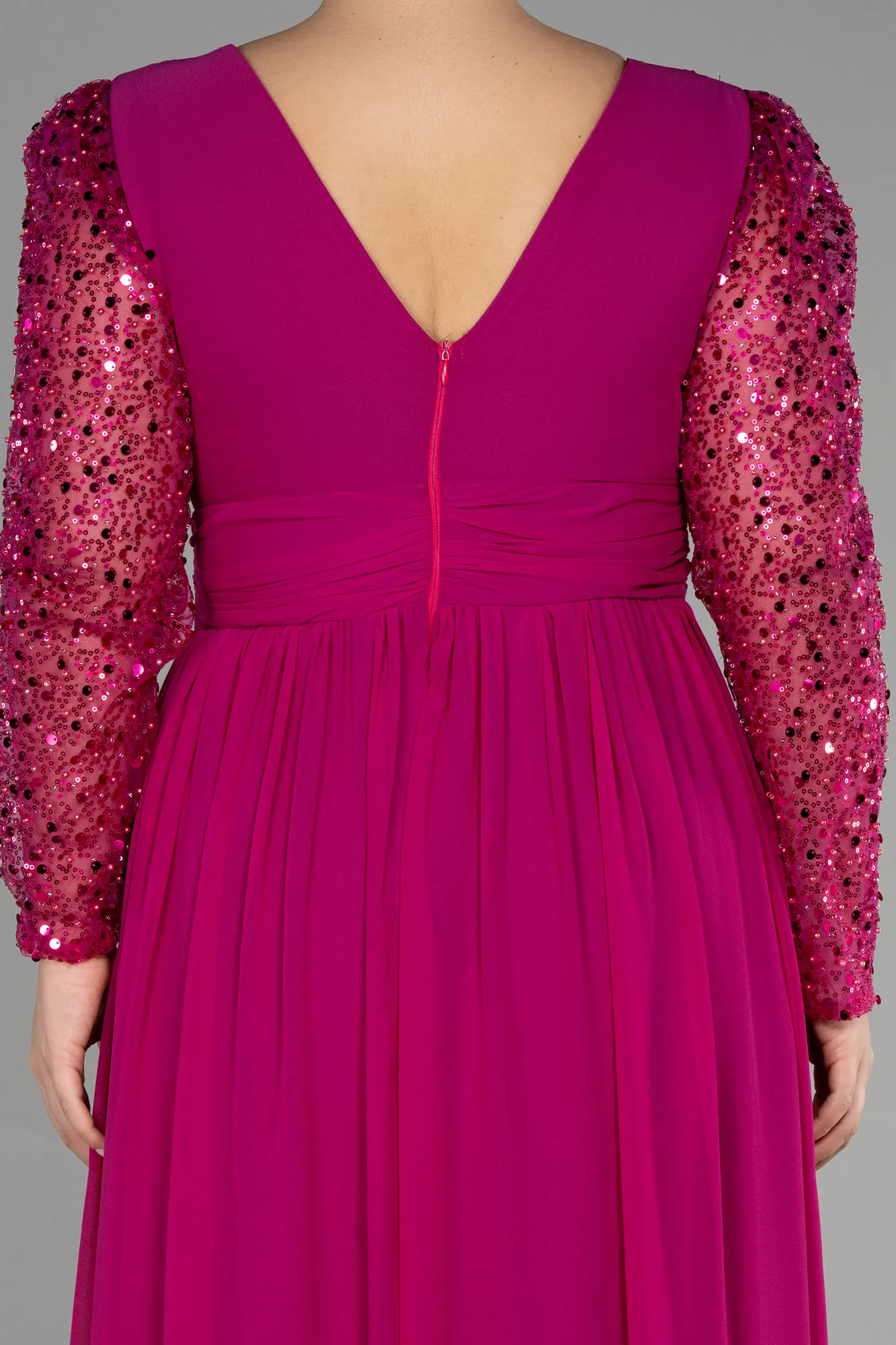 Fuchsia-Long Chiffon Plus Size Evening Dress ABU3264